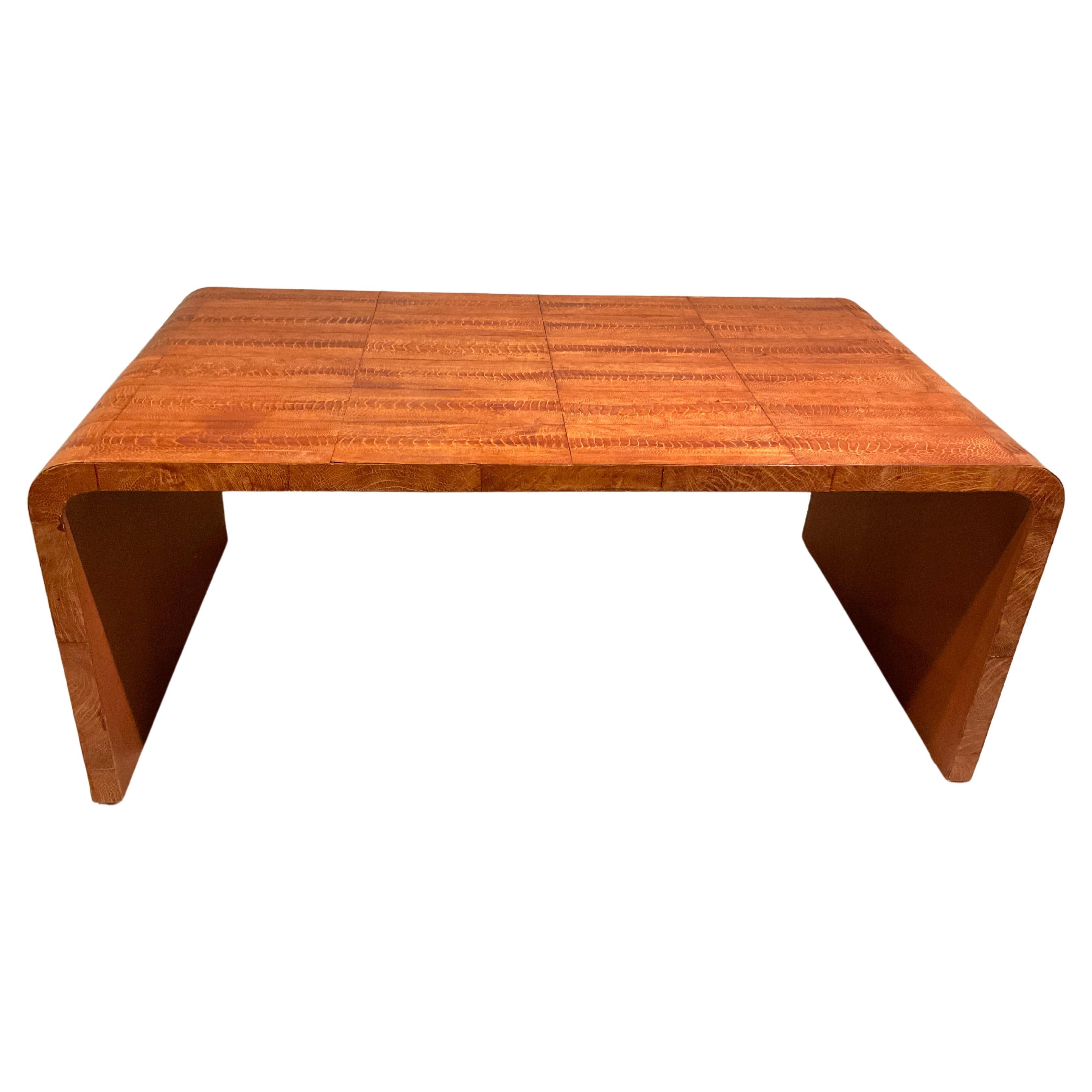 1980s Ostrich Skin Coffee Table For Sale