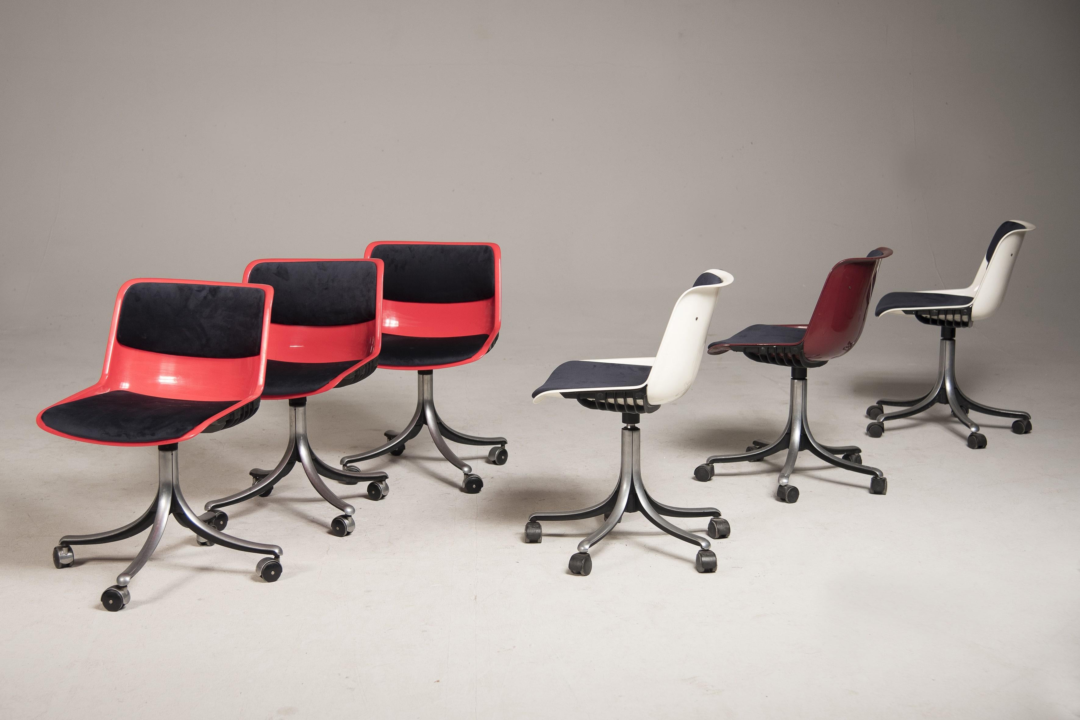 Moderne Osvaldo Borsani pour Tecno fauteuils de bureau à roulettes pivotantes des années 1980 en vente