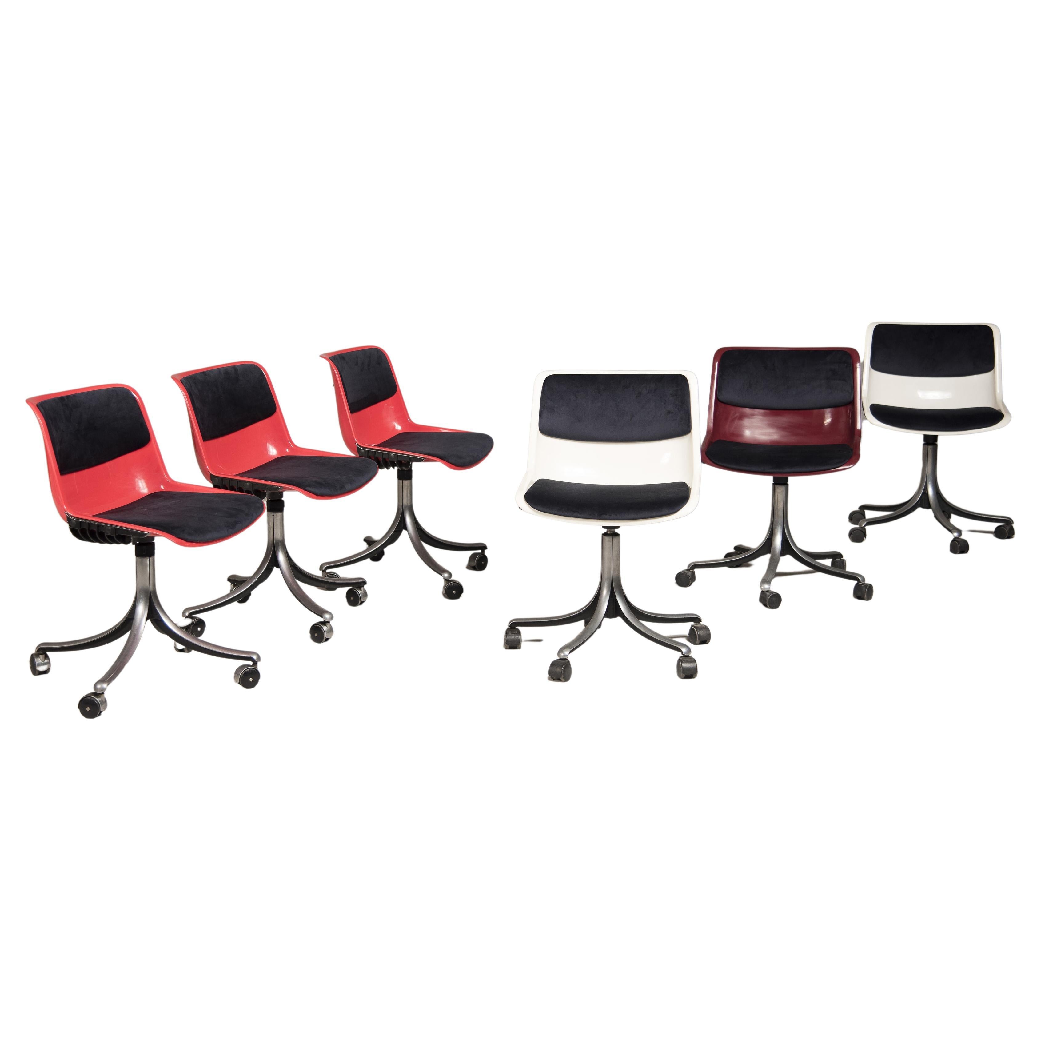 1980s Osvaldo Borsani for Tecno Swivel Wheeled Office Chairs