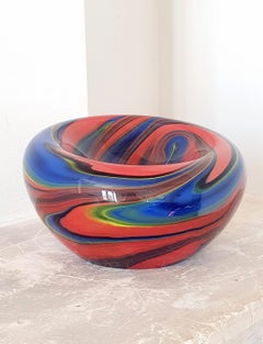Bol en verre de Murano multicolore soufflé à la main par Missoni dans les années 1980