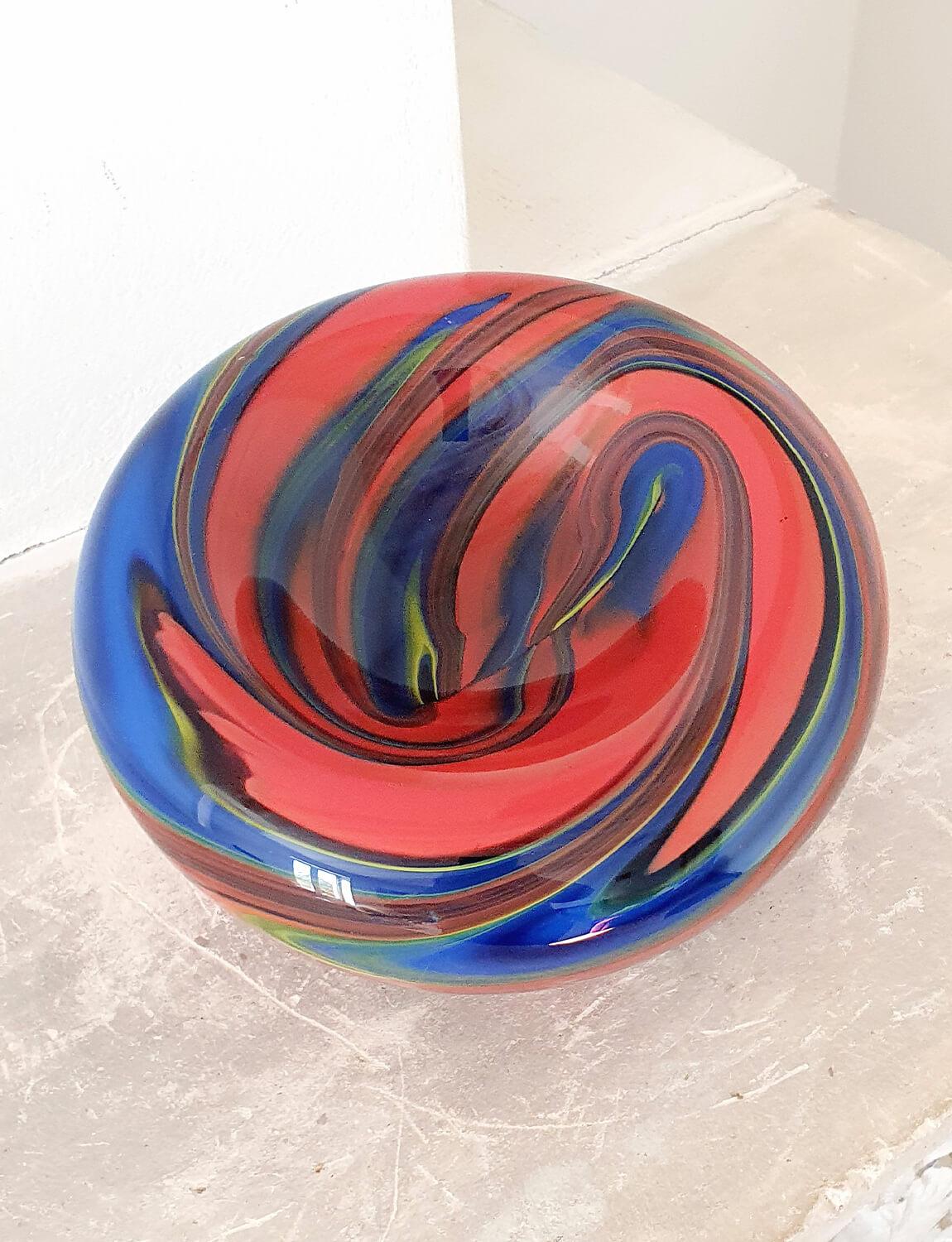 Italian 1980s Missoni Hand-Blown Multicoloured Murano Glass Bowl