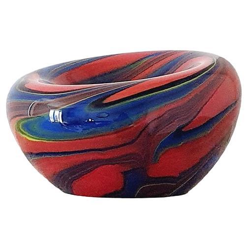 1980s Missoni Hand-Blown Multicoloured Murano Glass Bowl In Excellent Condition In Roma, IT