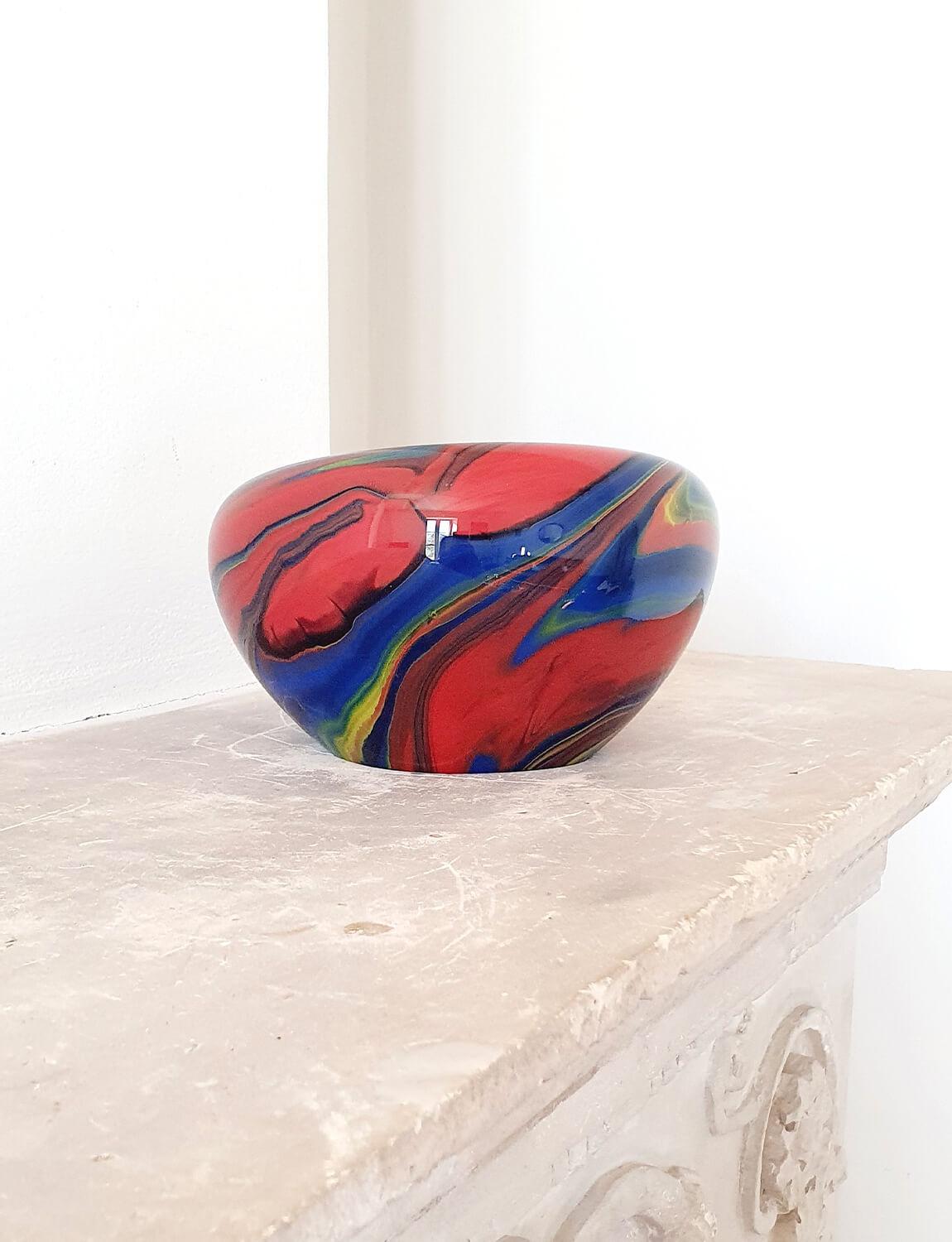 20th Century 1980s Missoni Hand-Blown Multicoloured Murano Glass Bowl