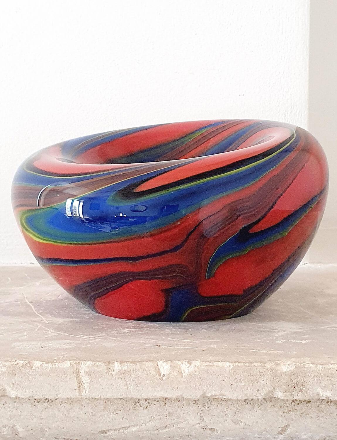 1980s Missoni Hand-Blown Multicoloured Murano Glass Bowl 2