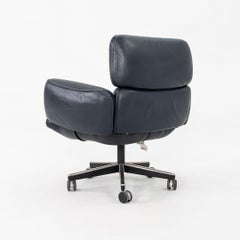 1980s Otto Zapf for Knoll Executive Desk Chair in Blue Grey Leather