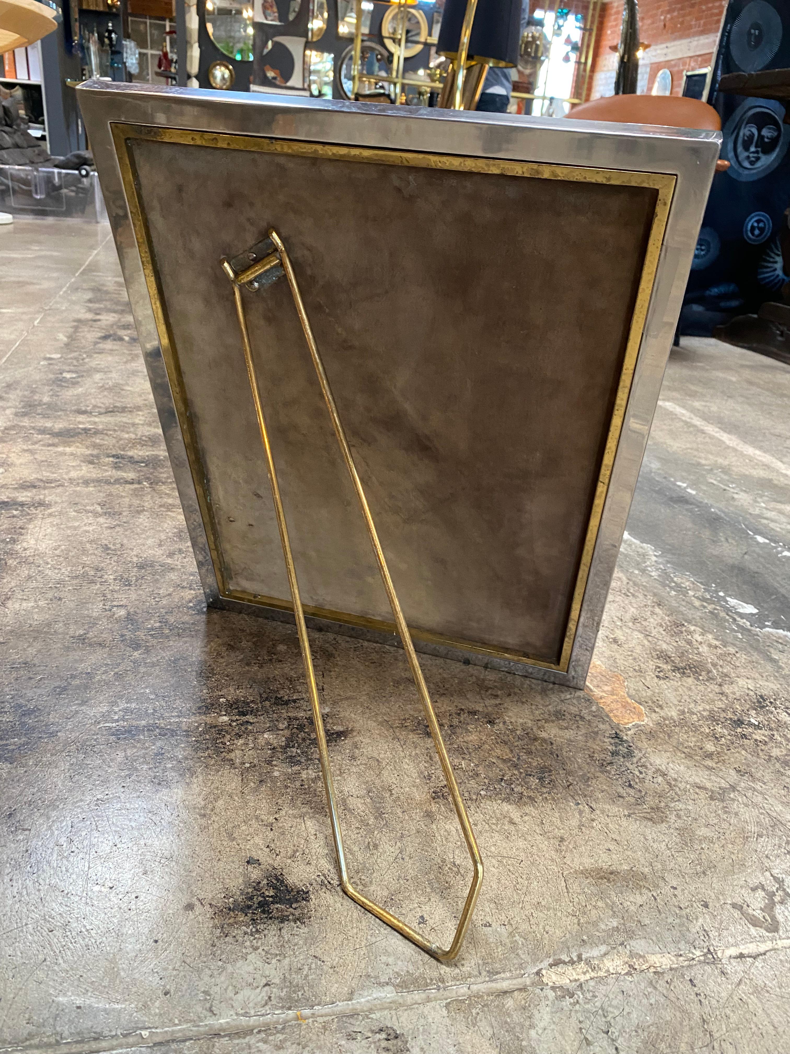 Brass 1980s Oversize Italian Table Mirror For Sale