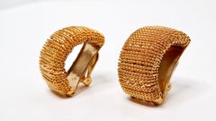 1980s Oversized 18k Gold Plated Rope Chain Statement Clip-On Earrings
