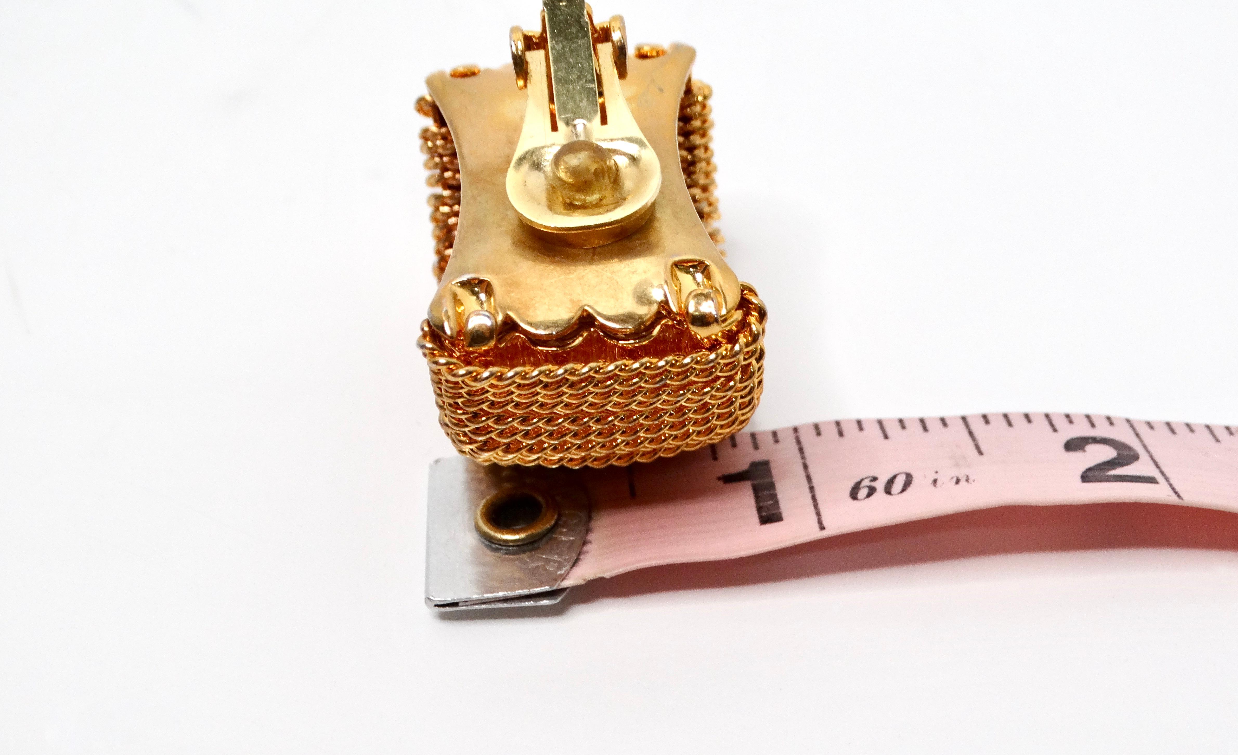 1980s Oversized 18k Gold Plated Rope Chain Statement Clip-On Earrings For Sale 1