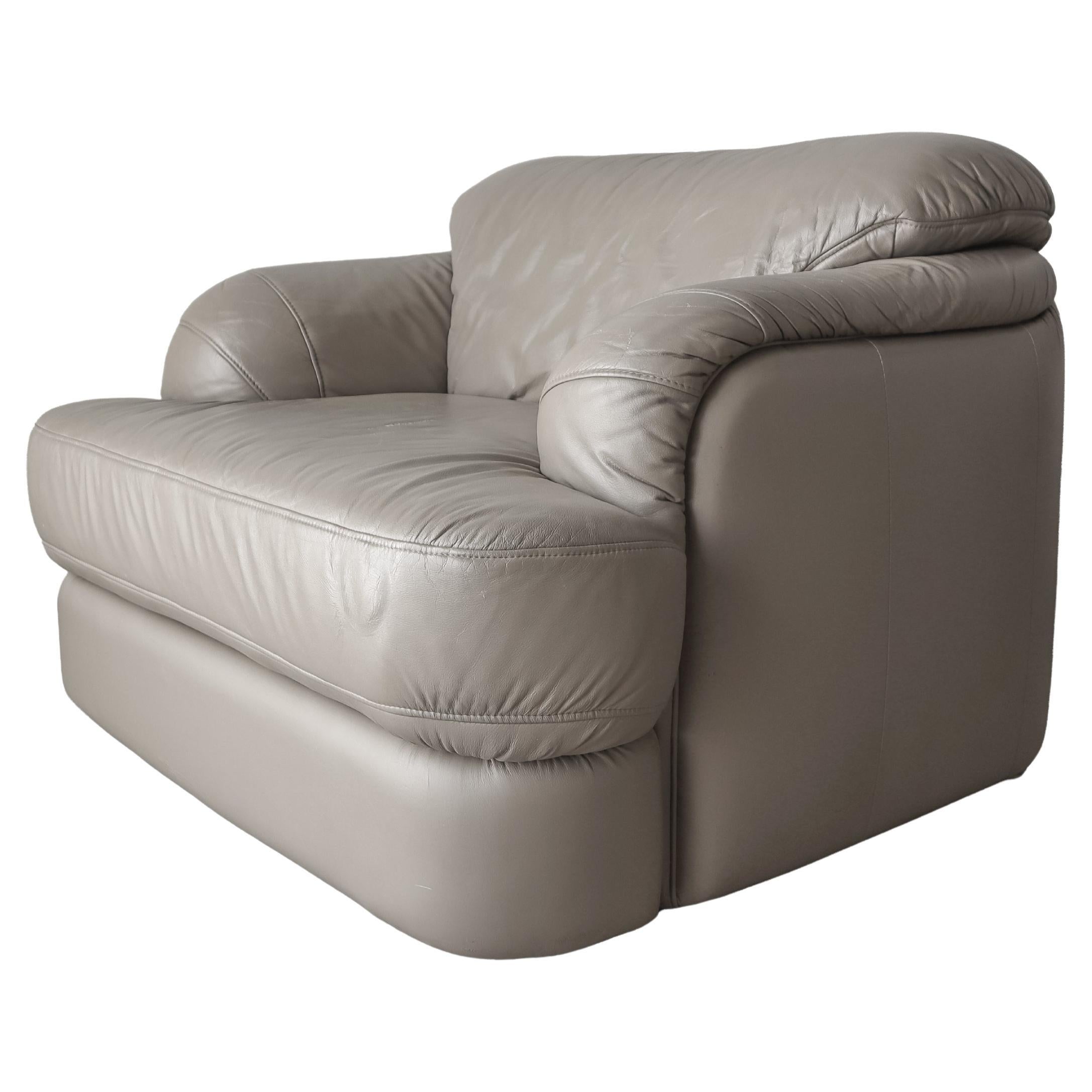 1980s Oversized German Leather Lounge Chair