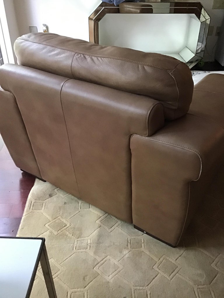 1980s Oversized Leather Lounge Chair at 1stDibs