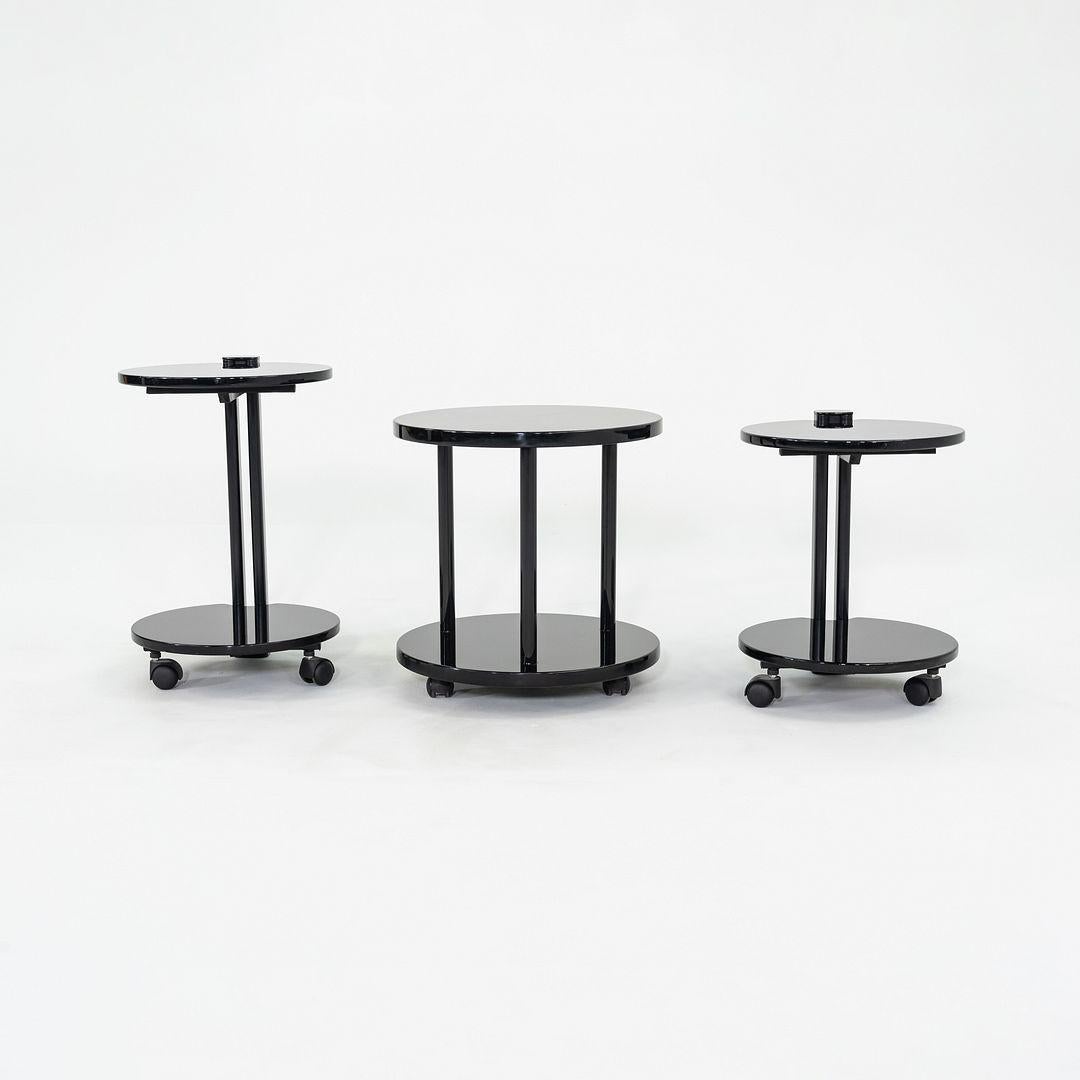 1980 Pace Collection Table d'appoint laquée noire sur roulettes en vente 2