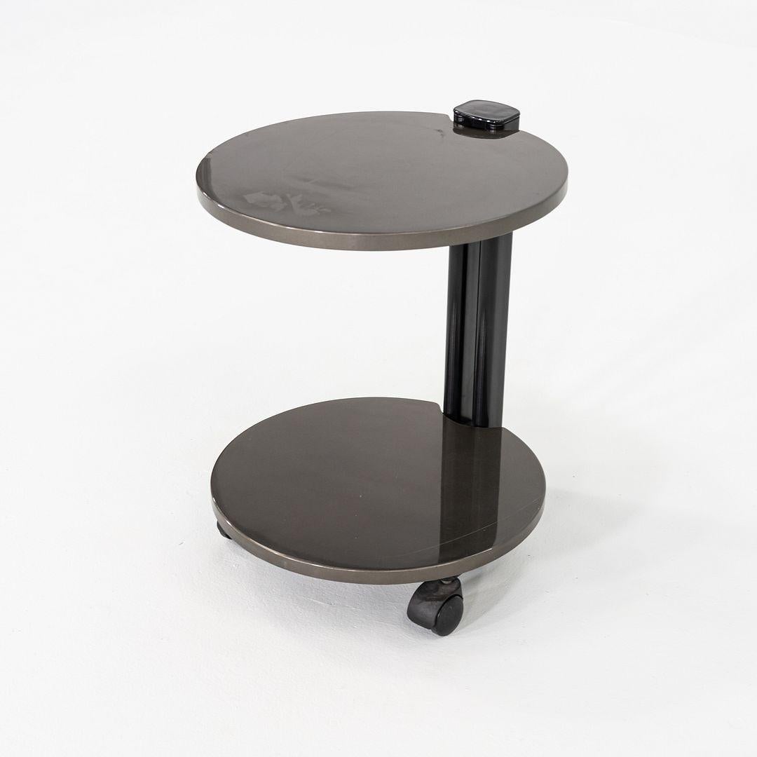 Italian 1980s Pace Collection Grey Lacquered Occasional Side / End Table on Casters For Sale