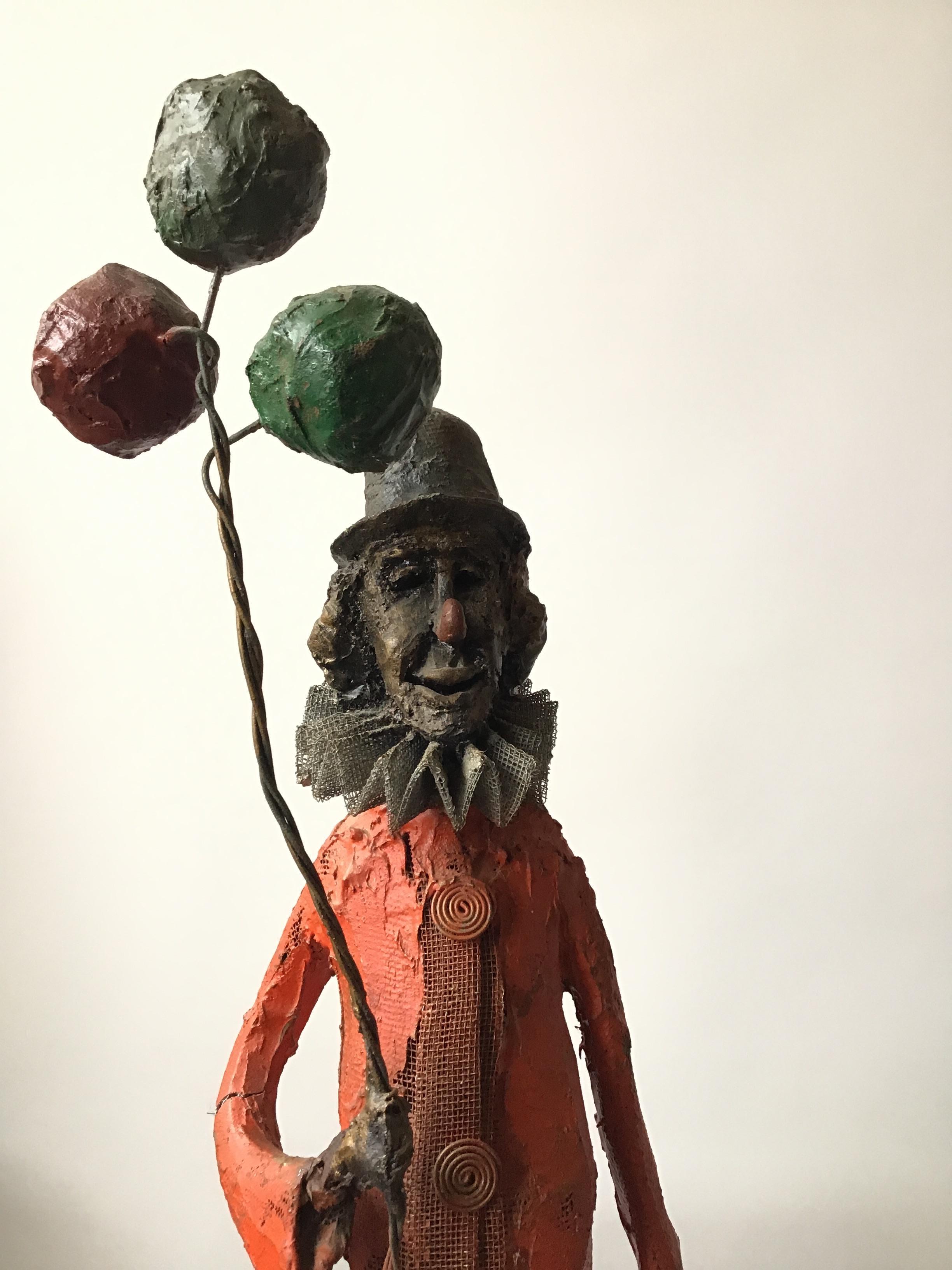 Late 20th Century 1980s Painted Wire Mesh Clown Signed J. Pena, 1981 For Sale