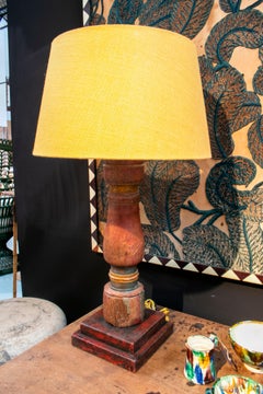 1980s Painted Wood Standing Lamp with Shade