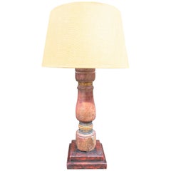 1980s Painted Wood Standing Lamp with Shade