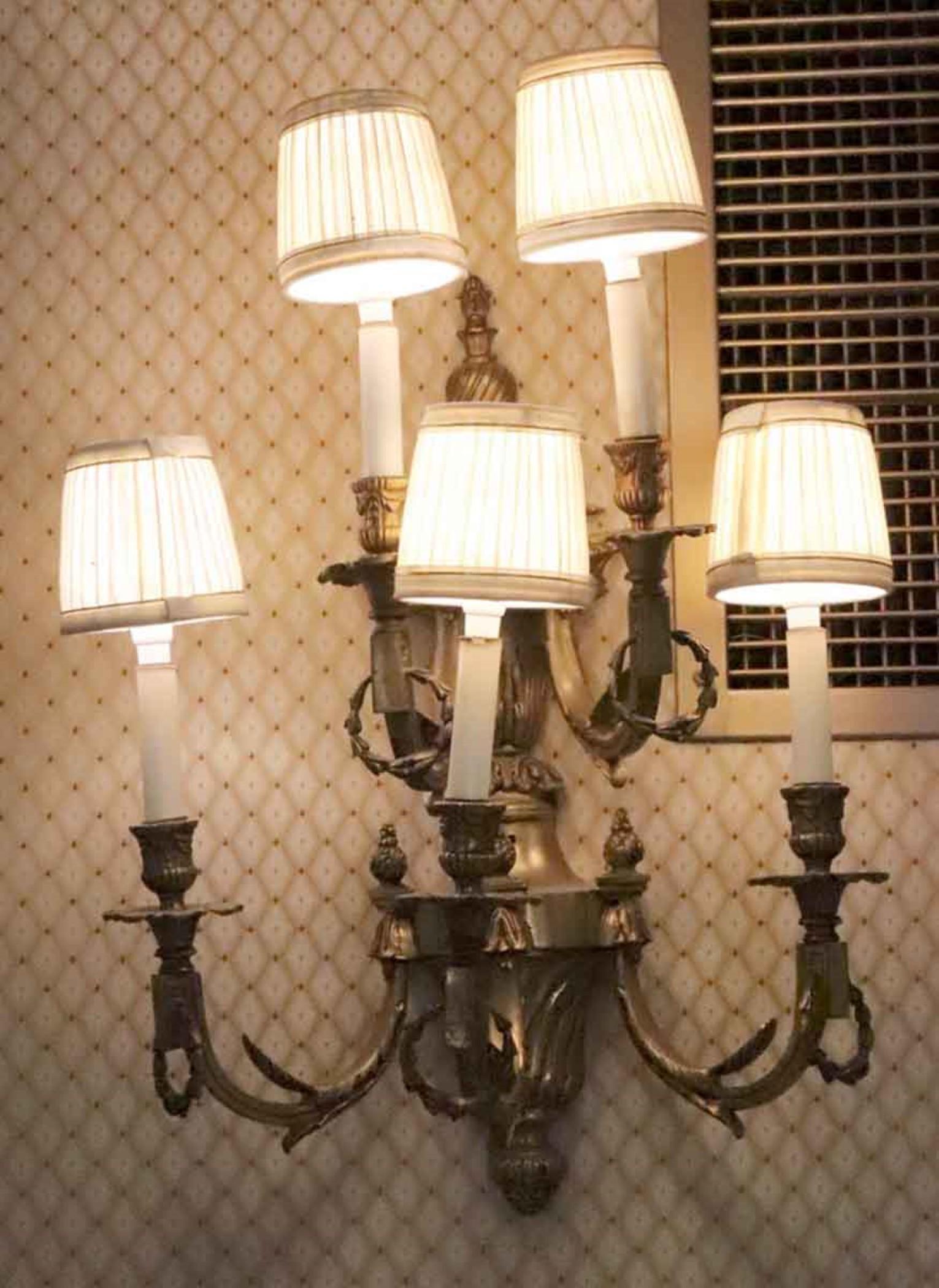 Pair of 5 Light Cast Bronze Sconces from the Conrad Suite Waldorf Astoria 5