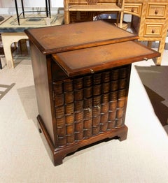 1980s Pair of Antique Side Tables with Drawer and Front Imitation Books and Bras