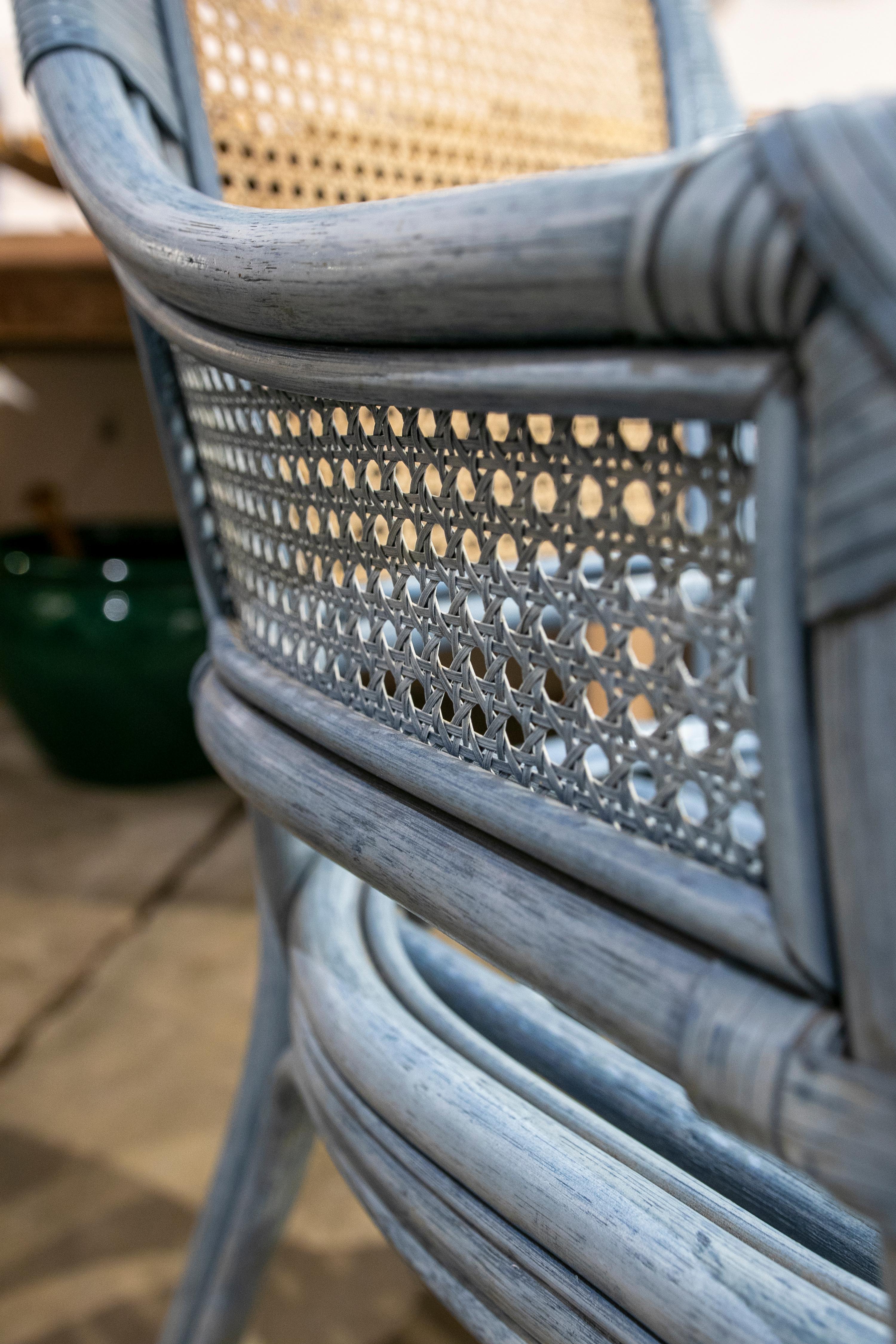 1980s Pair of Armchairs Made in Rattan Grid and Bamboo For Sale 11