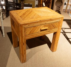 1980s Pair of Bamboo Bedside Tables with Drawers