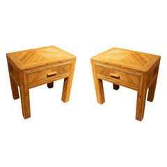 1980s Pair of Bamboo Bedside Tables with Drawers
