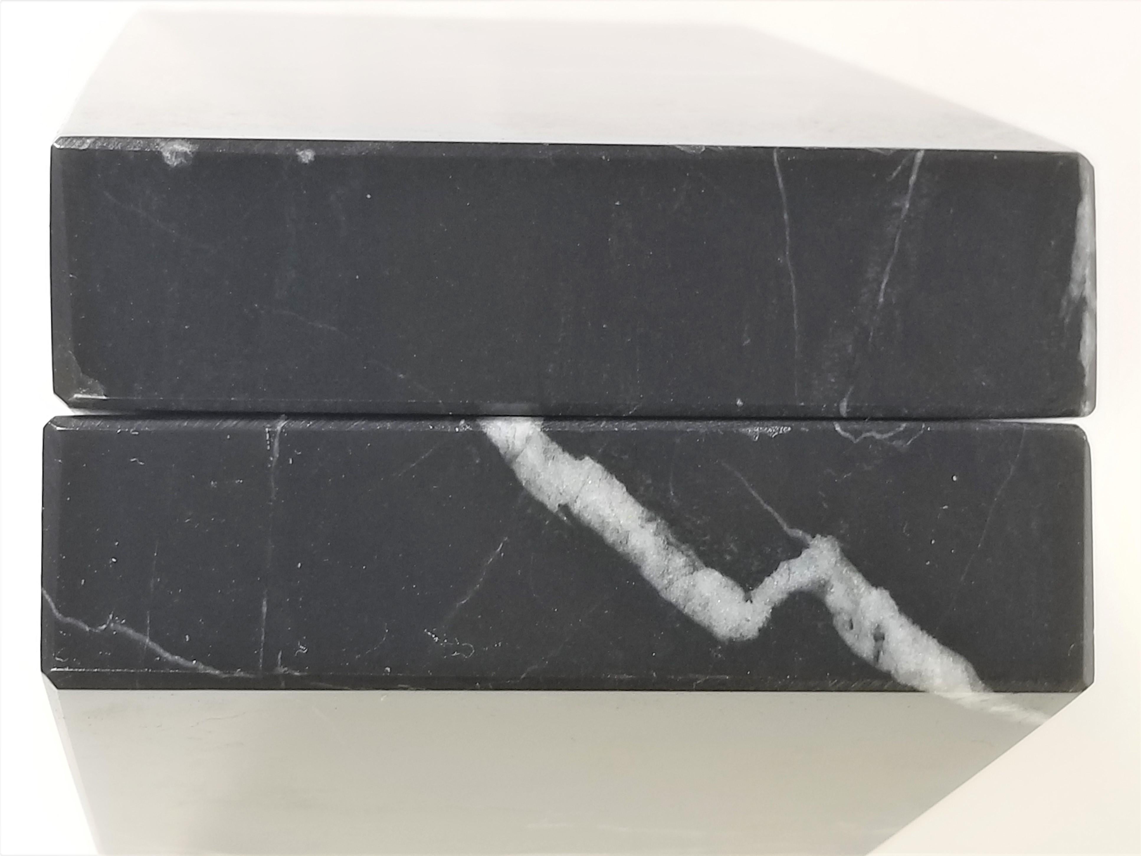 Marble Bookends 1980s Pair of Black and White 10