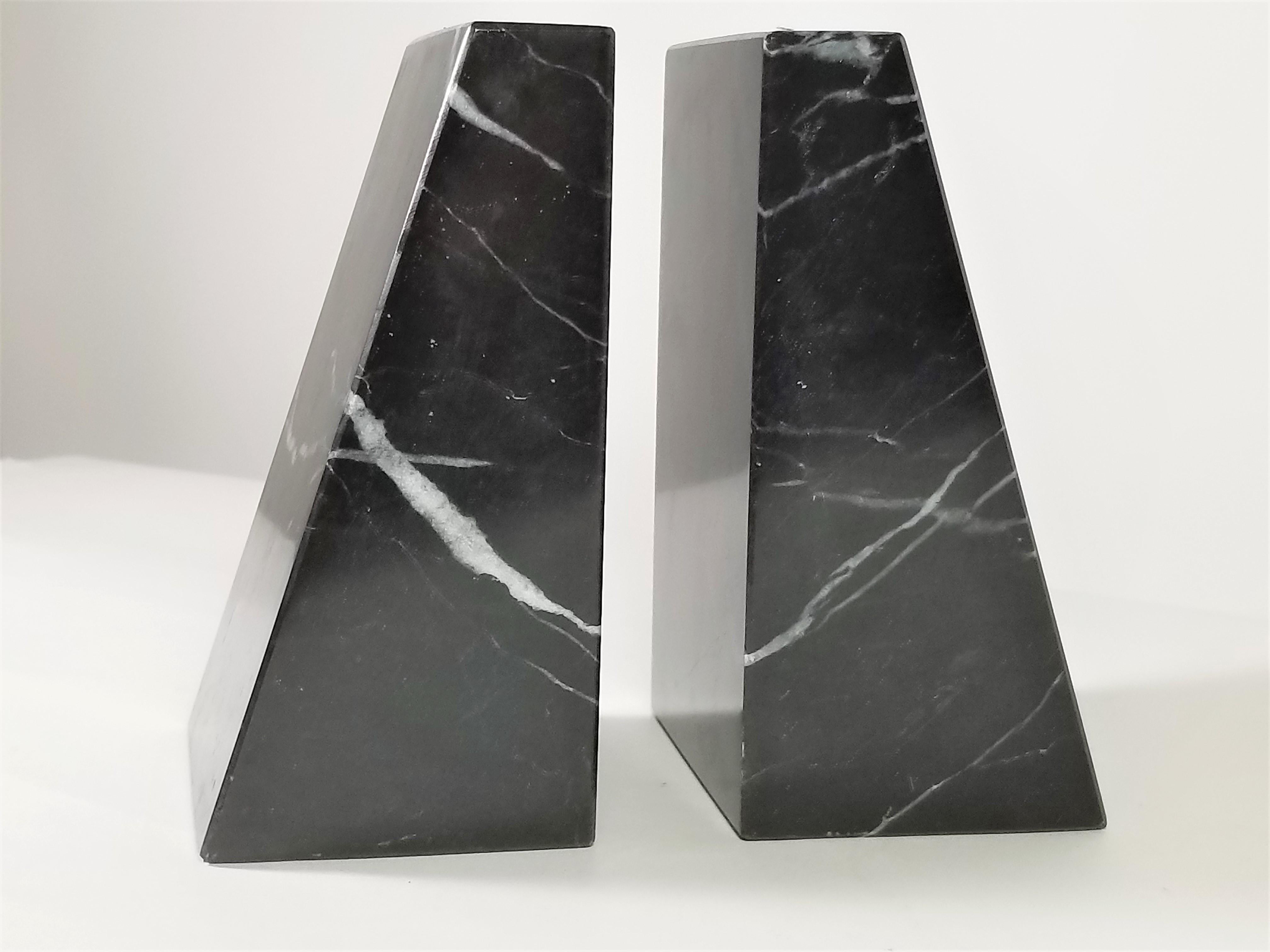 Marble Bookends 1980s Pair of Black and White In Good Condition In New York, NY