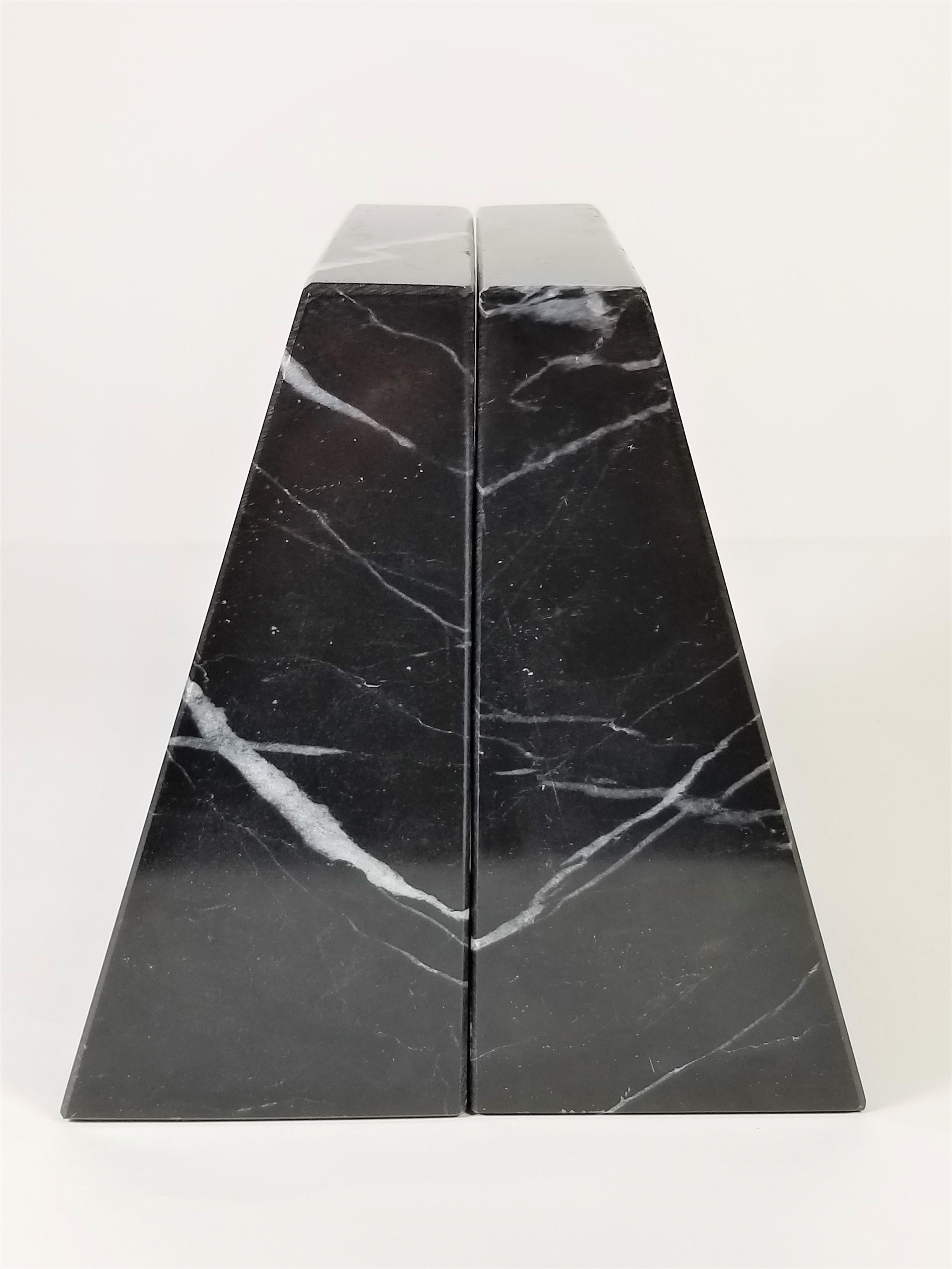 Marble Bookends 1980s Pair of Black and White 1