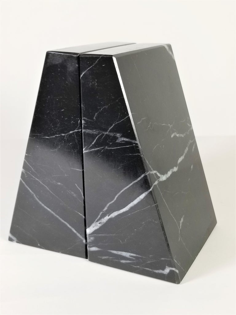 Marble Bookends 1980s Pair of Black and White at 1stDibs