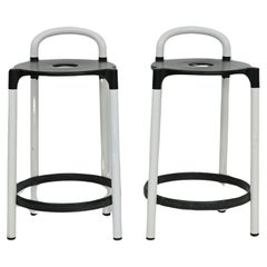 1980s Pair of Black and White Polo Stools by Anna Castelli Ferrieri for Kartell
