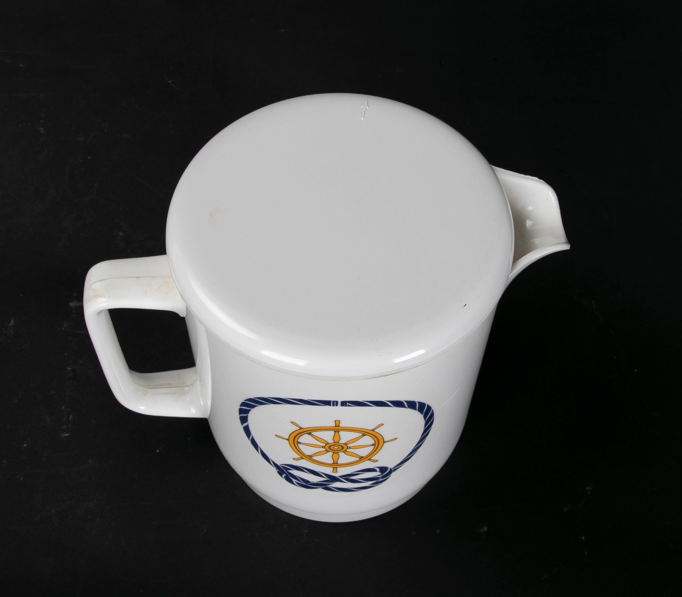 1980s Pair of Boat Mugs with Sailor Decoration Design by a. Opel For Sale 4