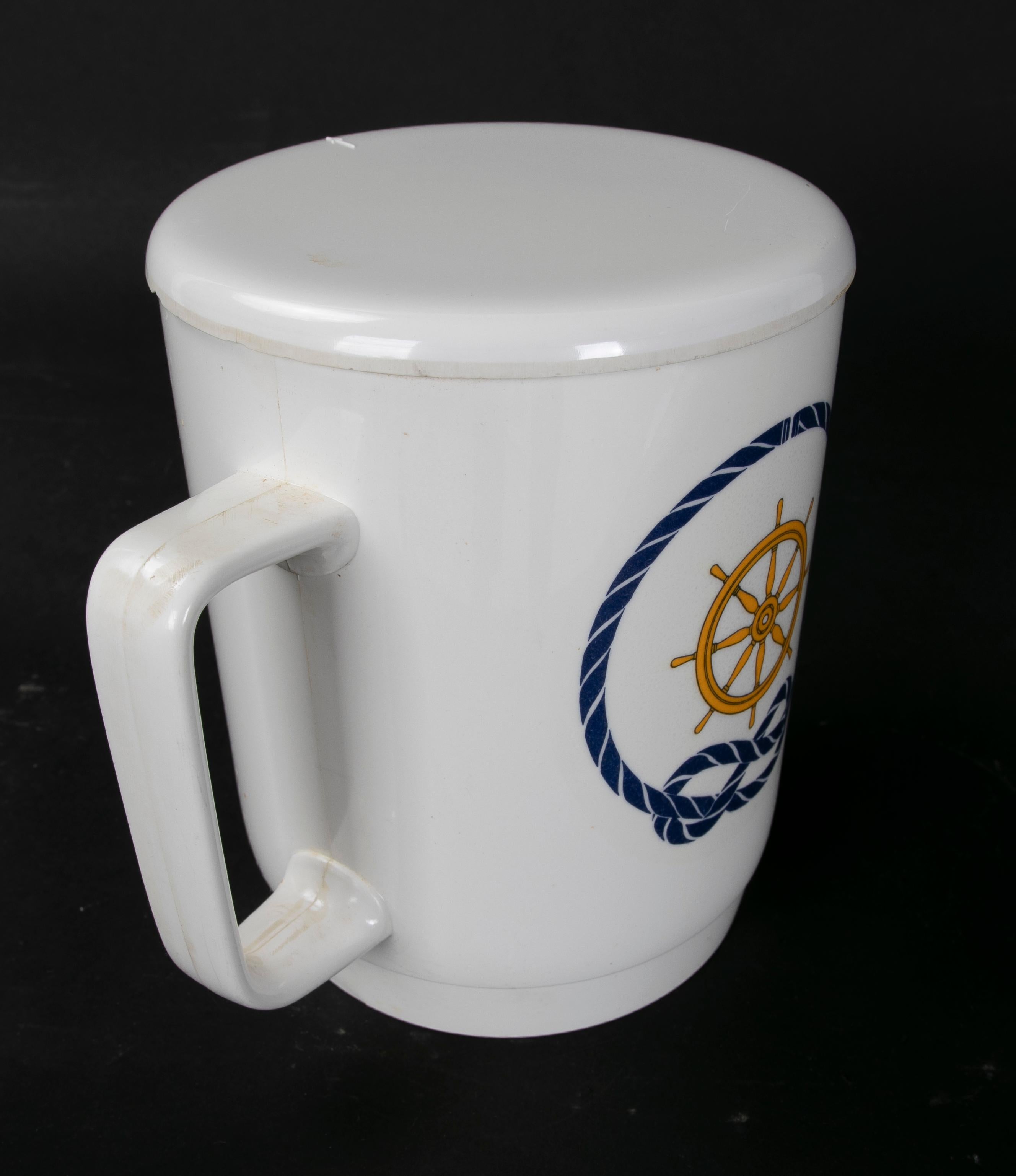 1980s Pair of Boat Mugs with Sailor Decoration Design by a. Opel For Sale 5