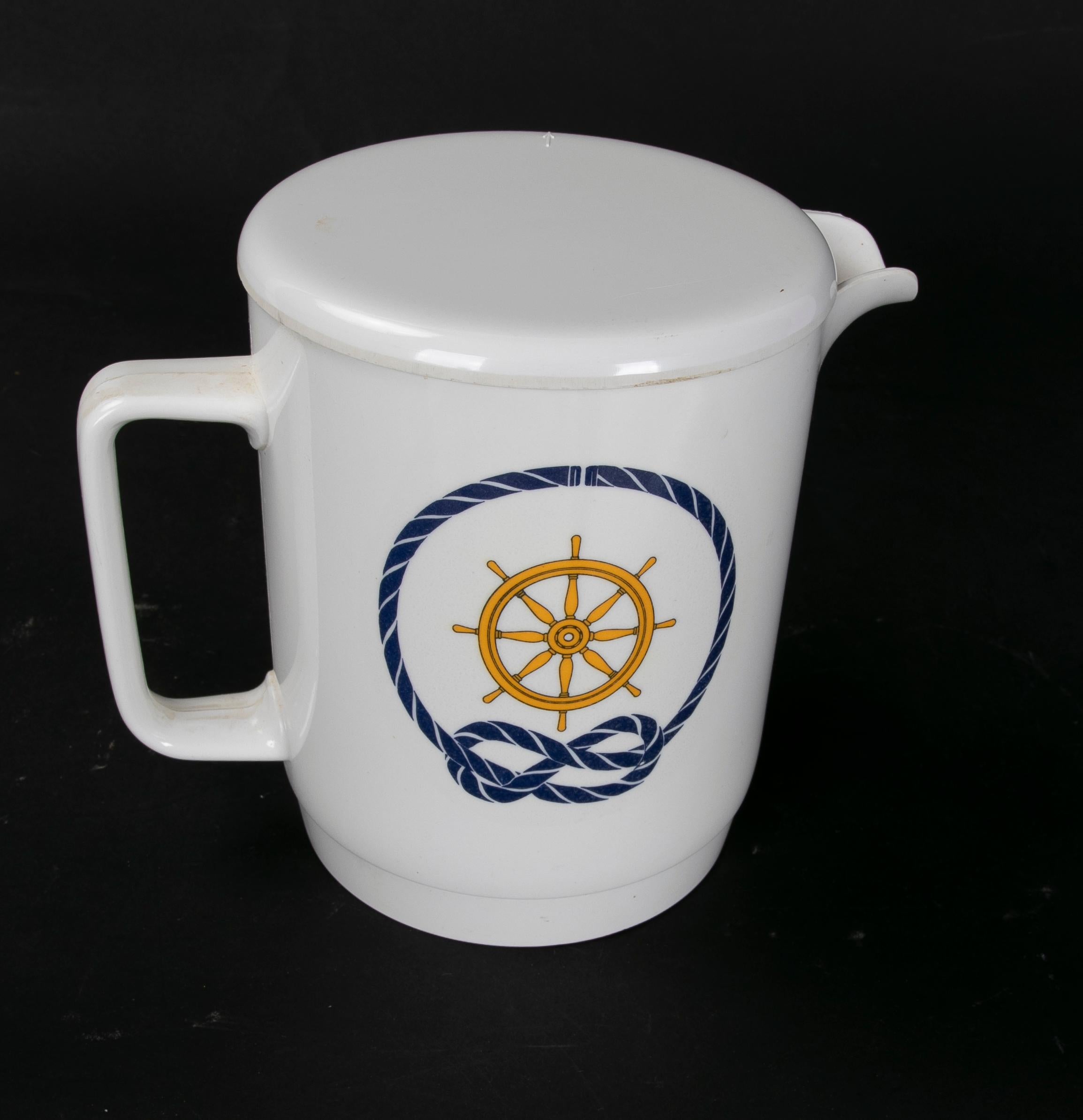 Plastic 1980s Pair of Boat Mugs with Sailor Decoration Design by a. Opel For Sale