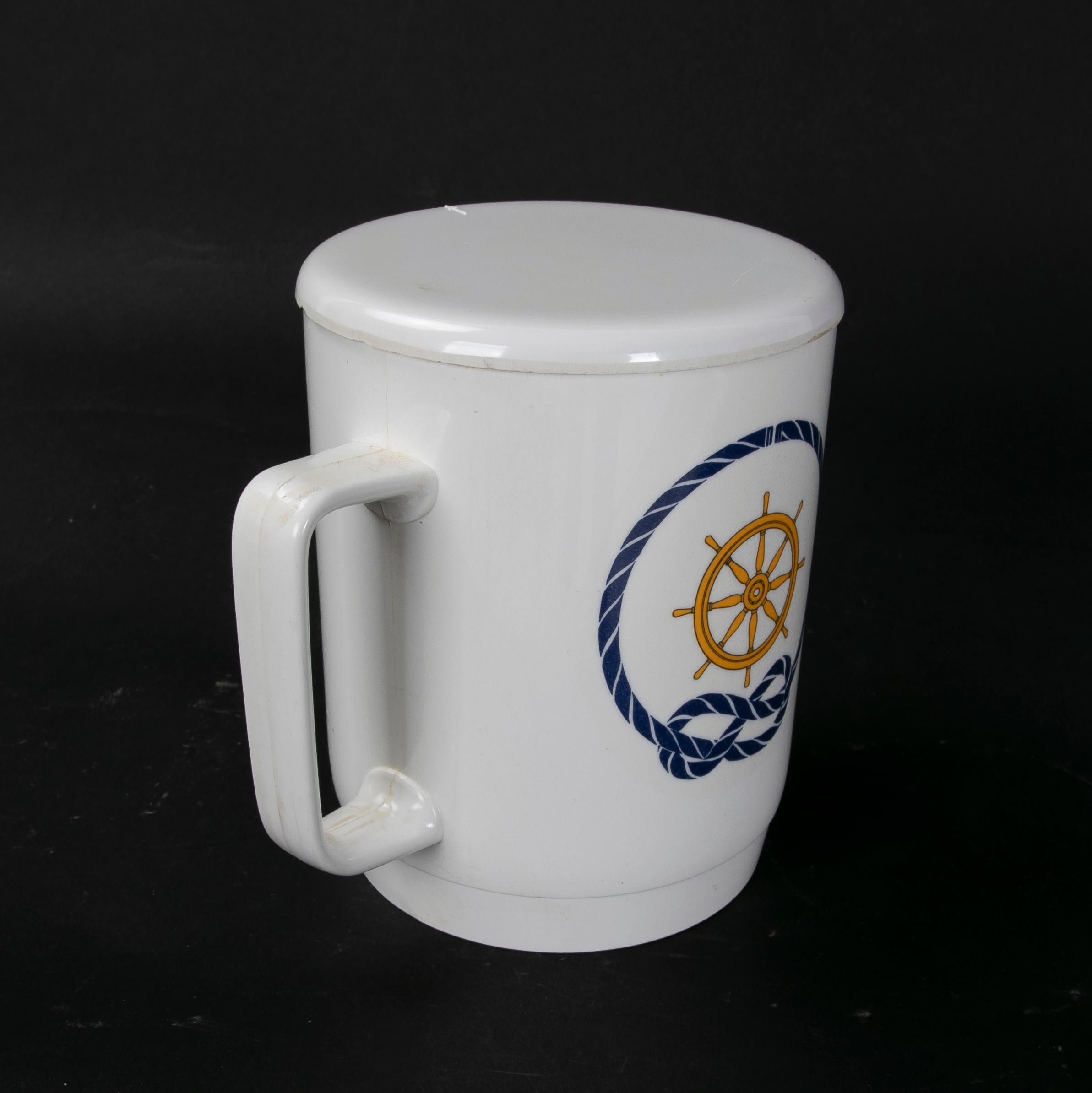 1980s Pair of Boat Mugs with Sailor Decoration Design by a. Opel For Sale 3