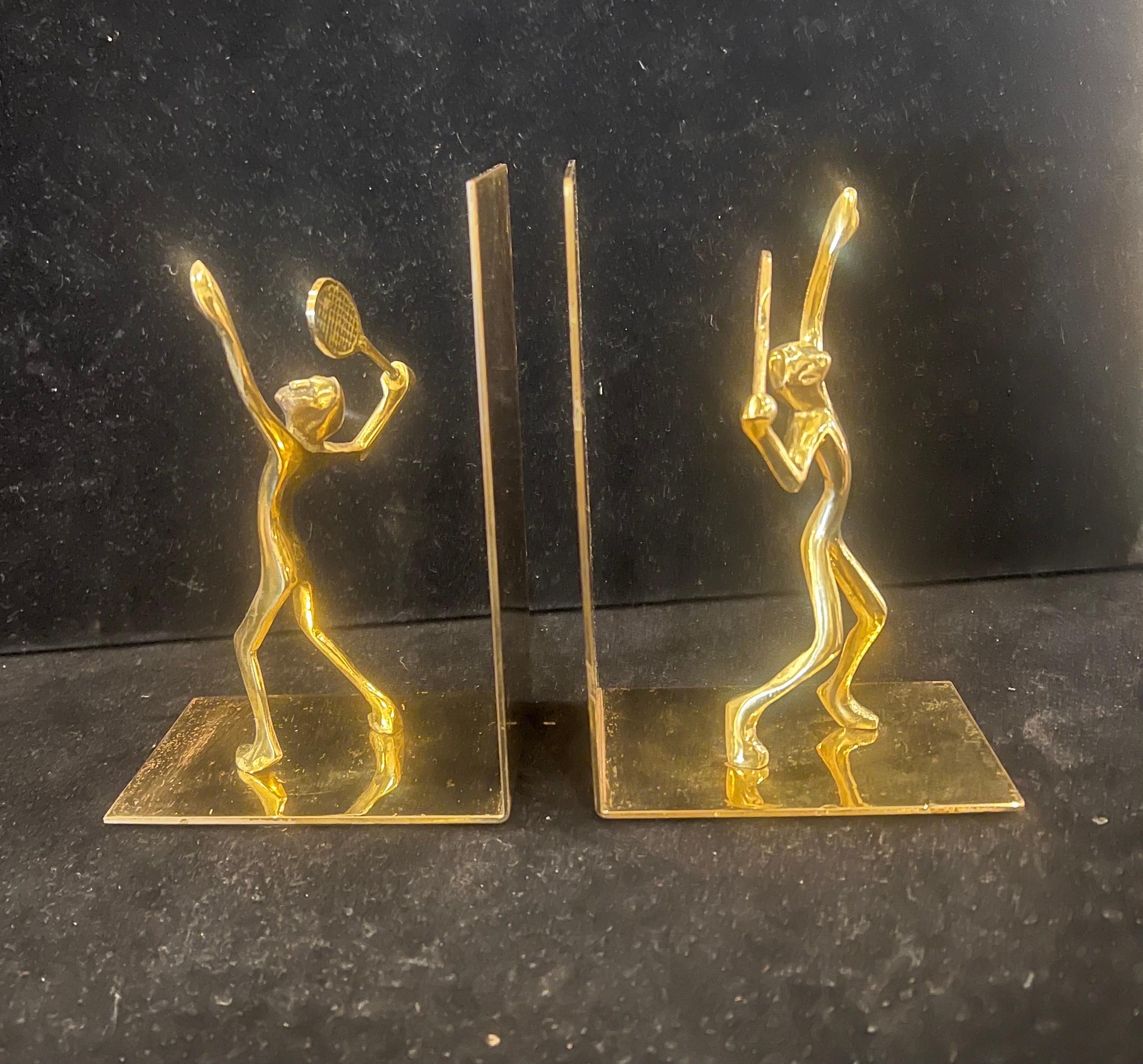 1980's Paar Messing Tennisspieler Buchstützen im Angebot 4