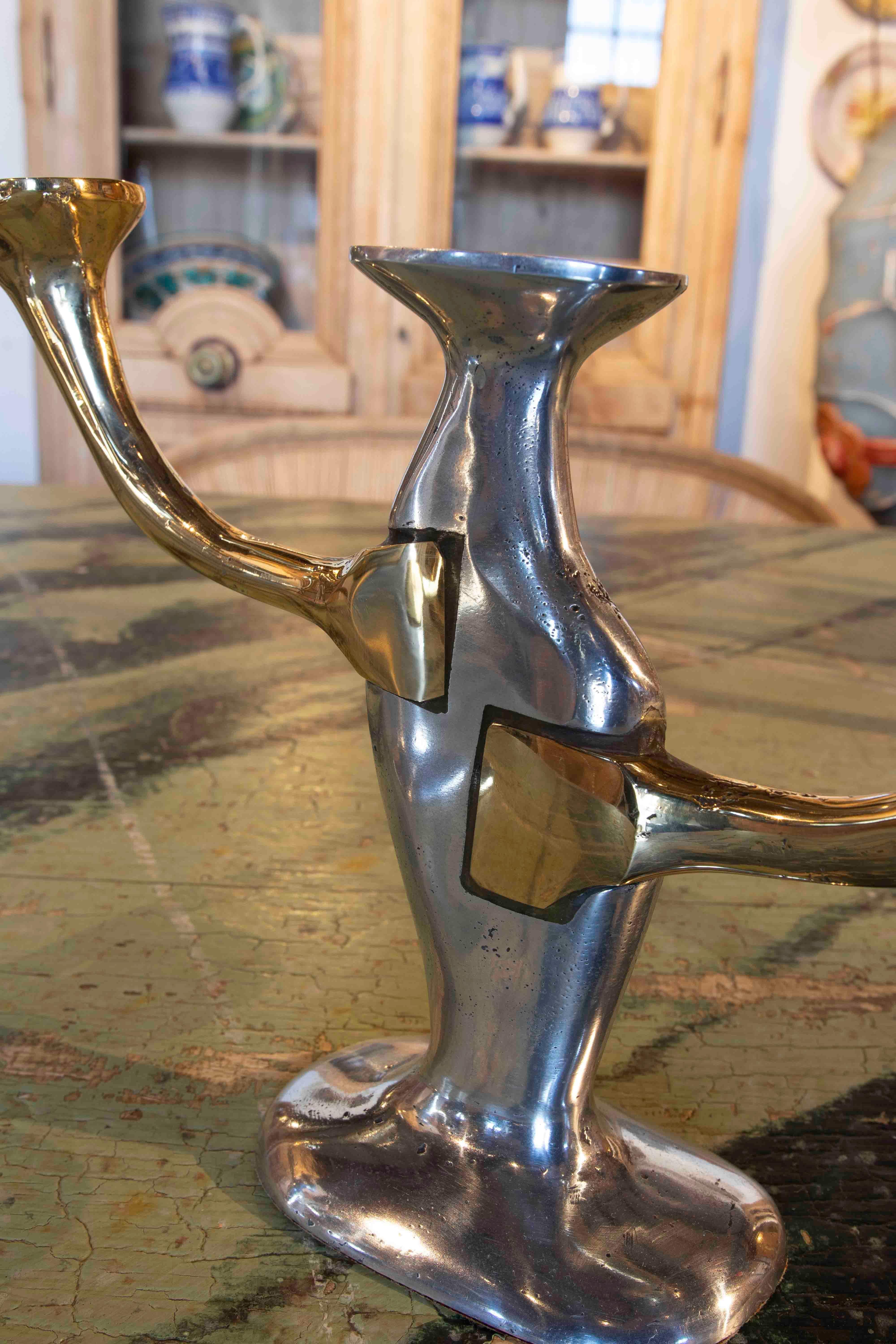 1980s Pair of Bronze Candlesticks by the Artist David Marshall For Sale 1