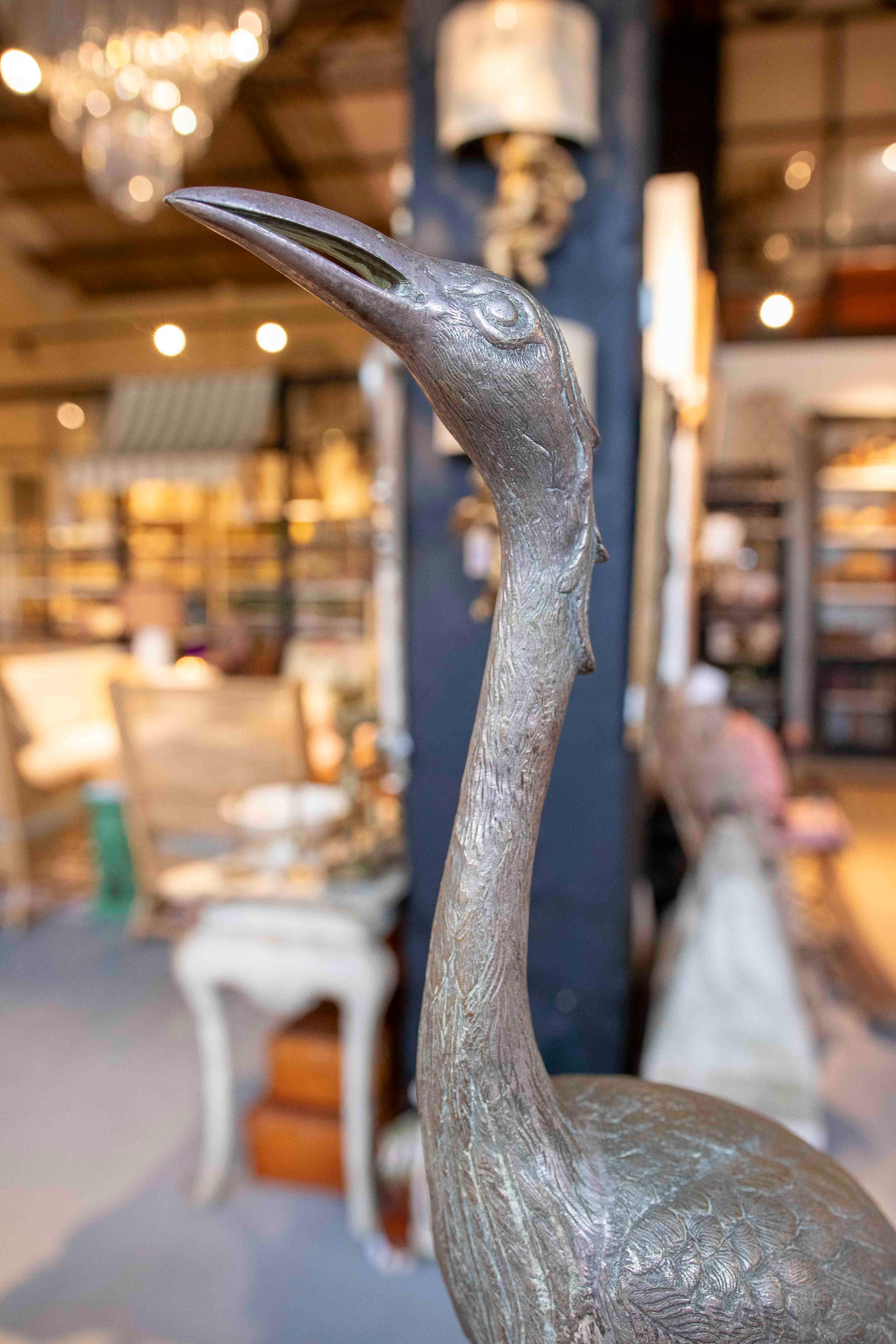 Coppia di sculture di gru in bronzo degli anni '80 in vendita 6