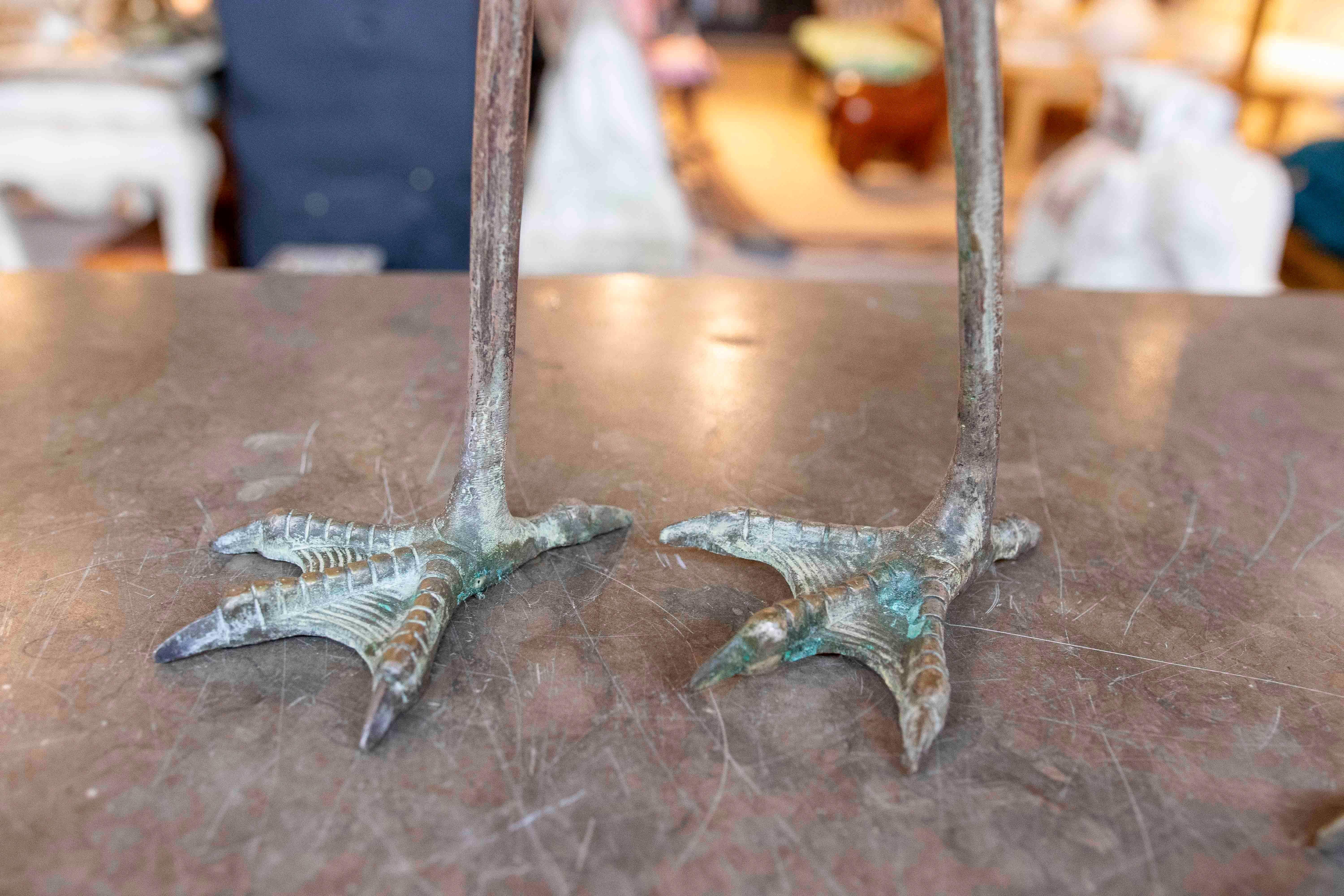 Coppia di sculture di gru in bronzo degli anni '80 in vendita 7