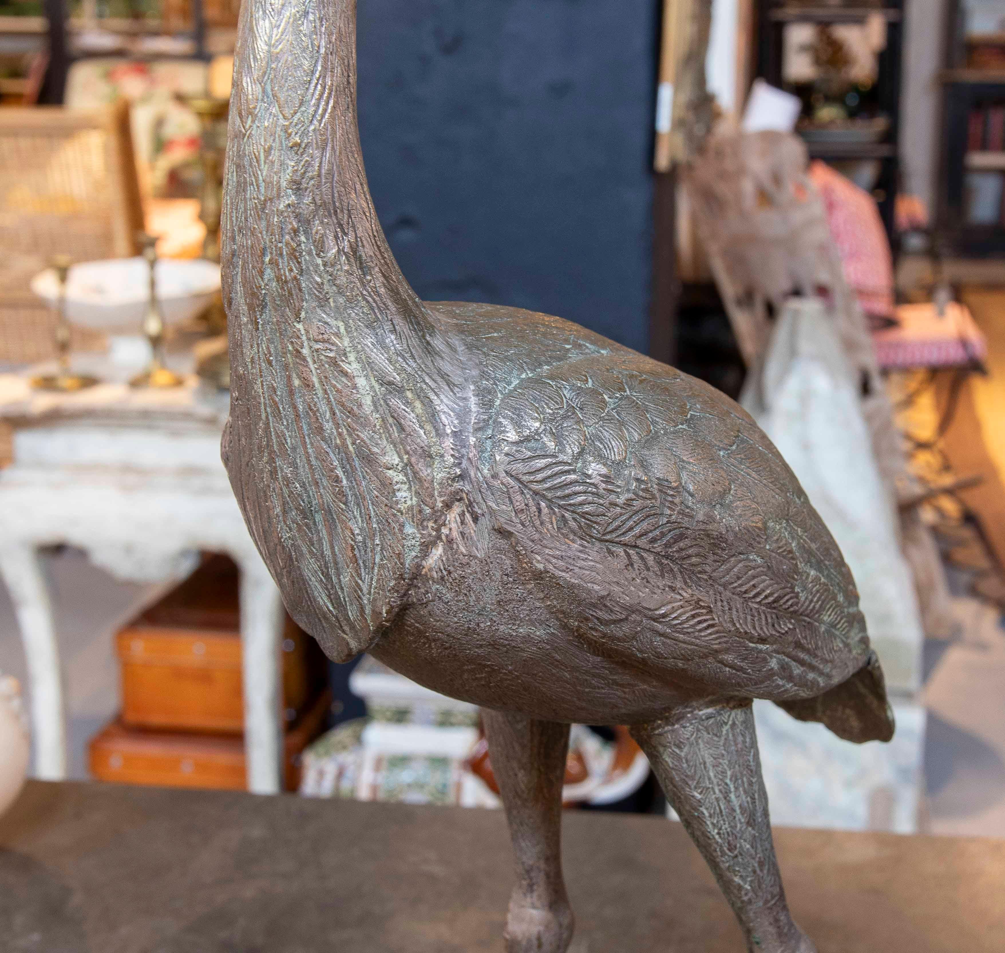 Spagnolo Coppia di sculture di gru in bronzo degli anni '80 in vendita
