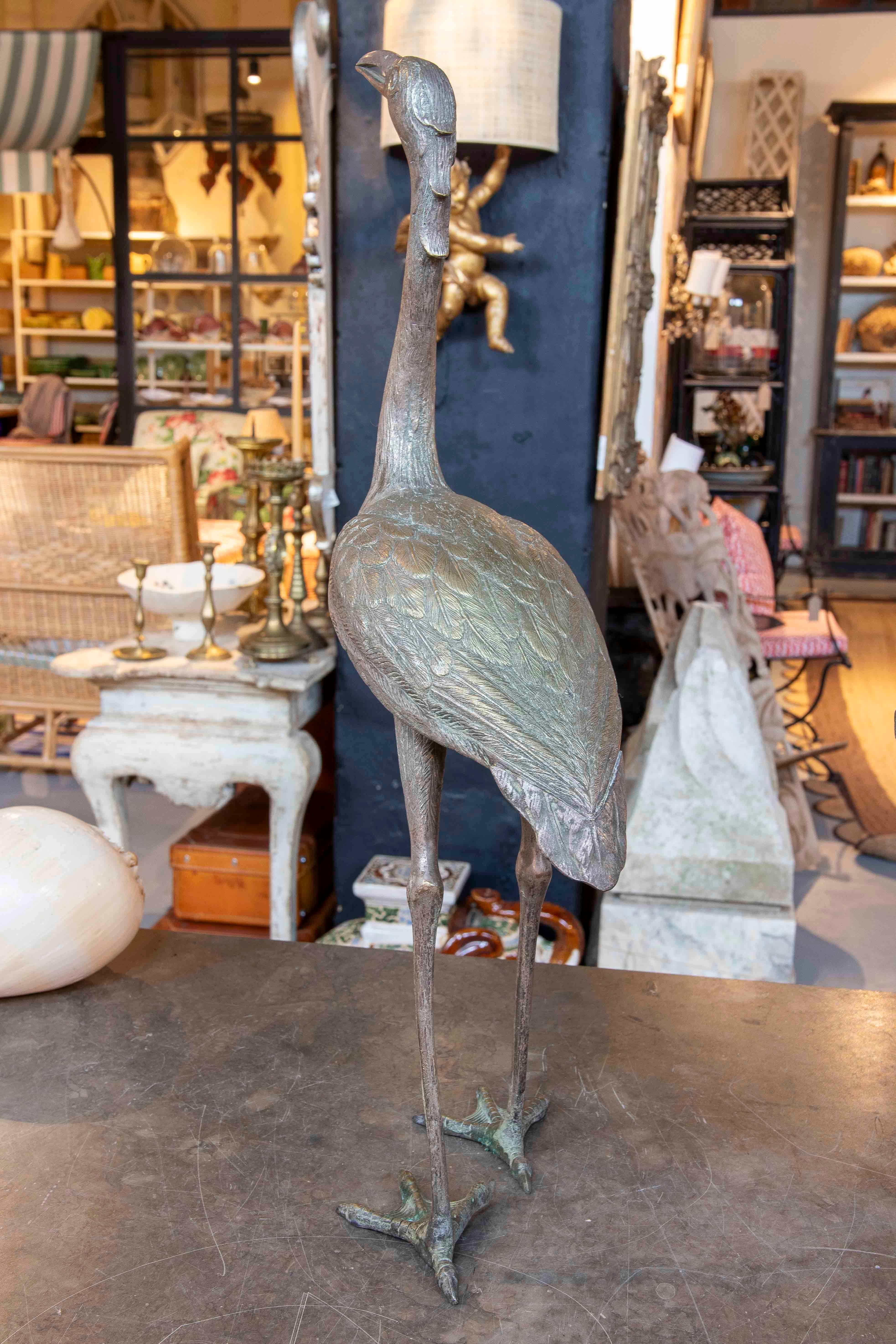 Coppia di sculture di gru in bronzo degli anni '80 In condizioni buone in vendita a Marbella, ES