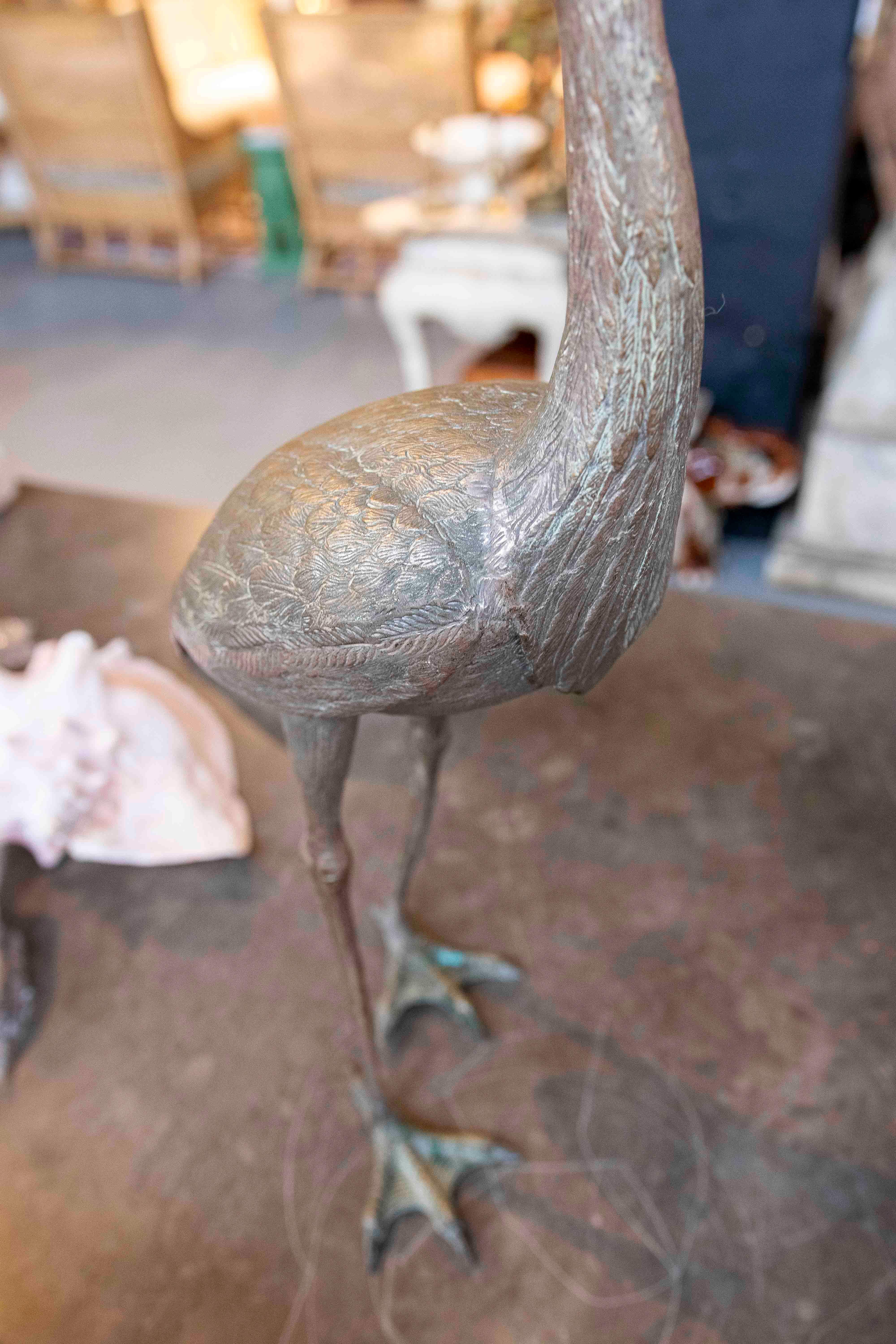 Coppia di sculture di gru in bronzo degli anni '80 in vendita 2