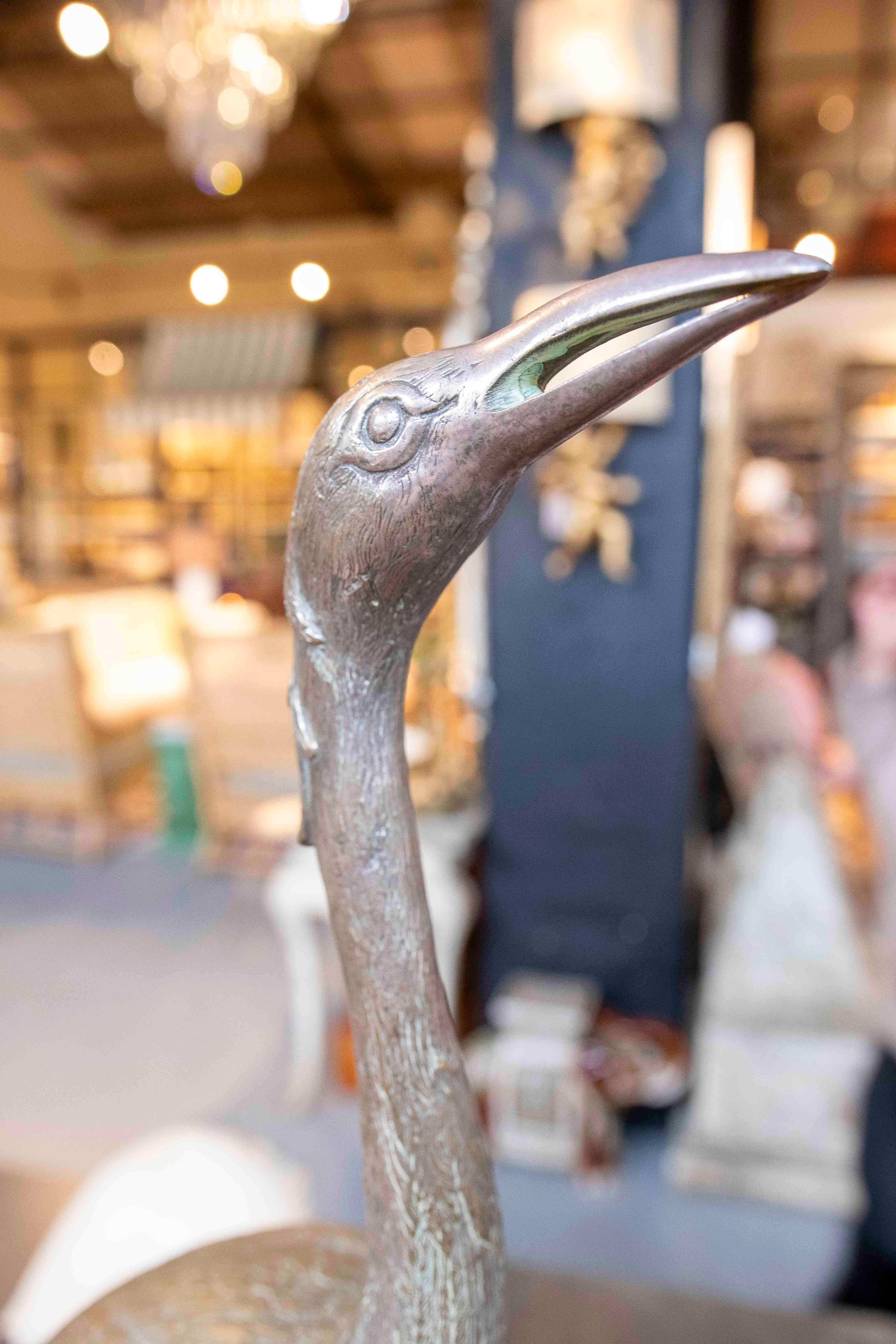 Coppia di sculture di gru in bronzo degli anni '80 in vendita 3