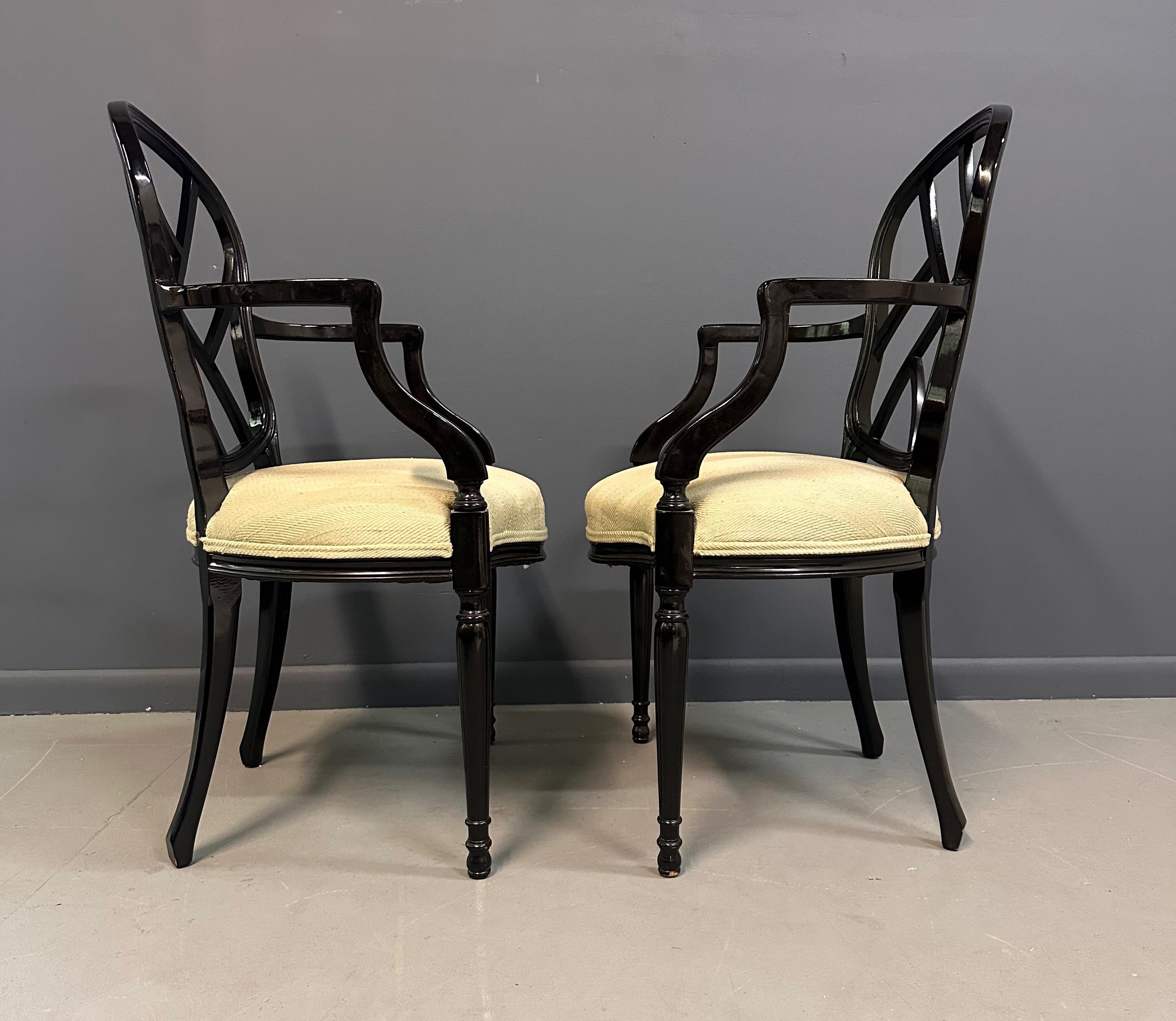 XX secolo Coppia di poltrone in lacca nera Century Furniture degli anni '80 in vendita