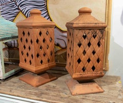 1980s Pair of Ceramic Lanterns for the Garden