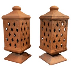 1980s Pair of Ceramic Lanterns for the Garden