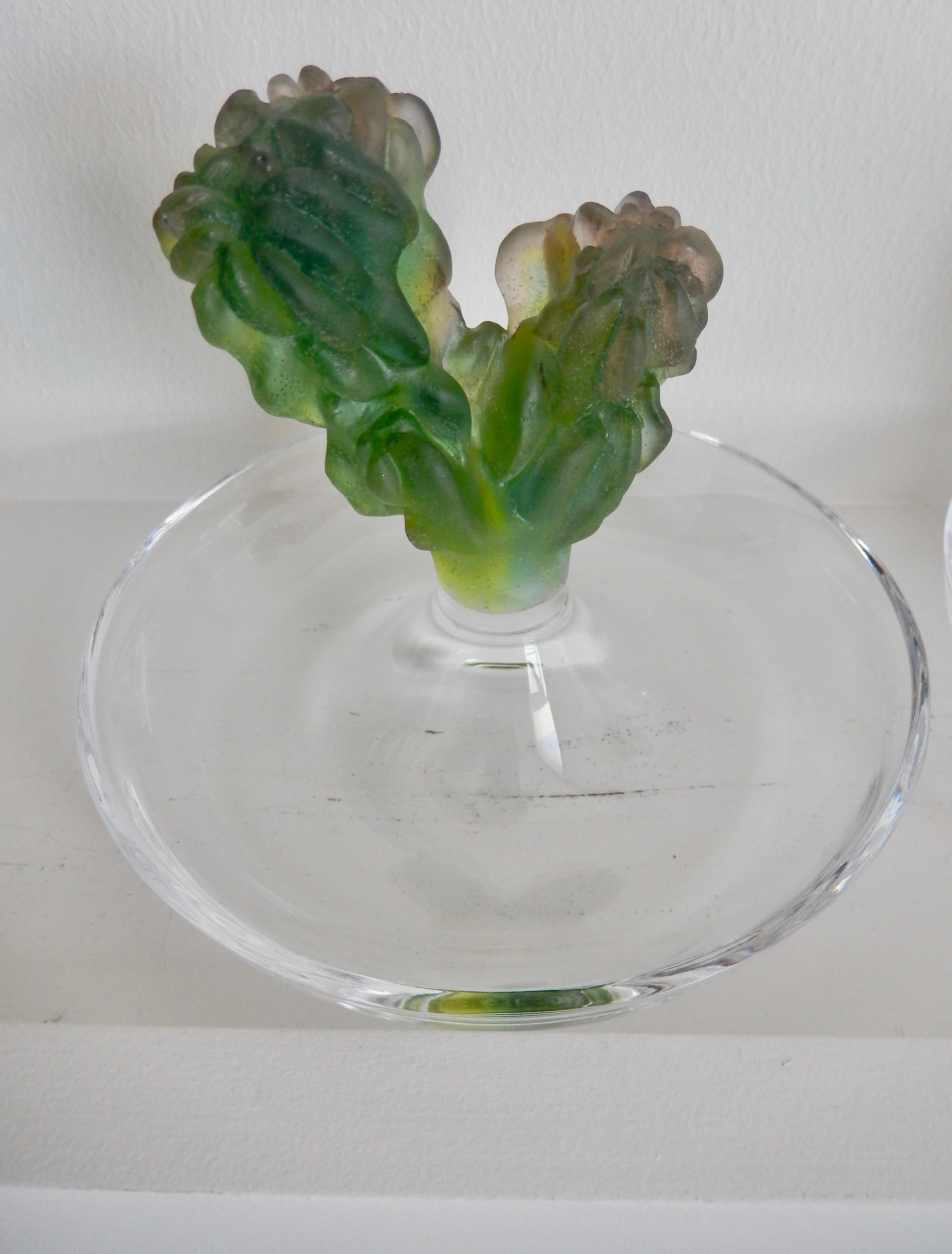 French 1980s Pair of Daum Pate de Verre Cactus Dishes by Hilton McConnico For Sale
