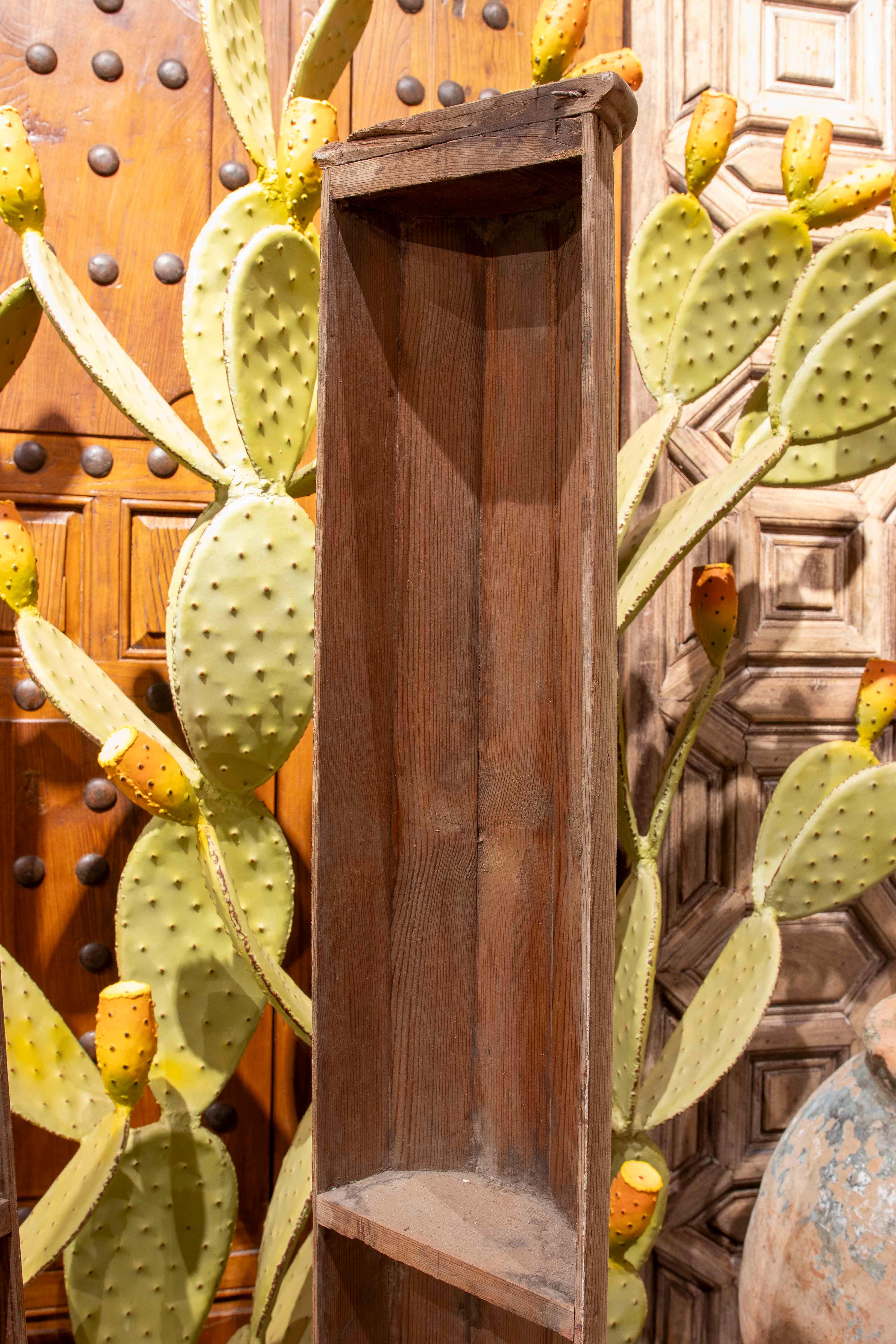 20th Century 1980s Pair of Decorative Wooden Half Columns with Interior Compartment For Sale