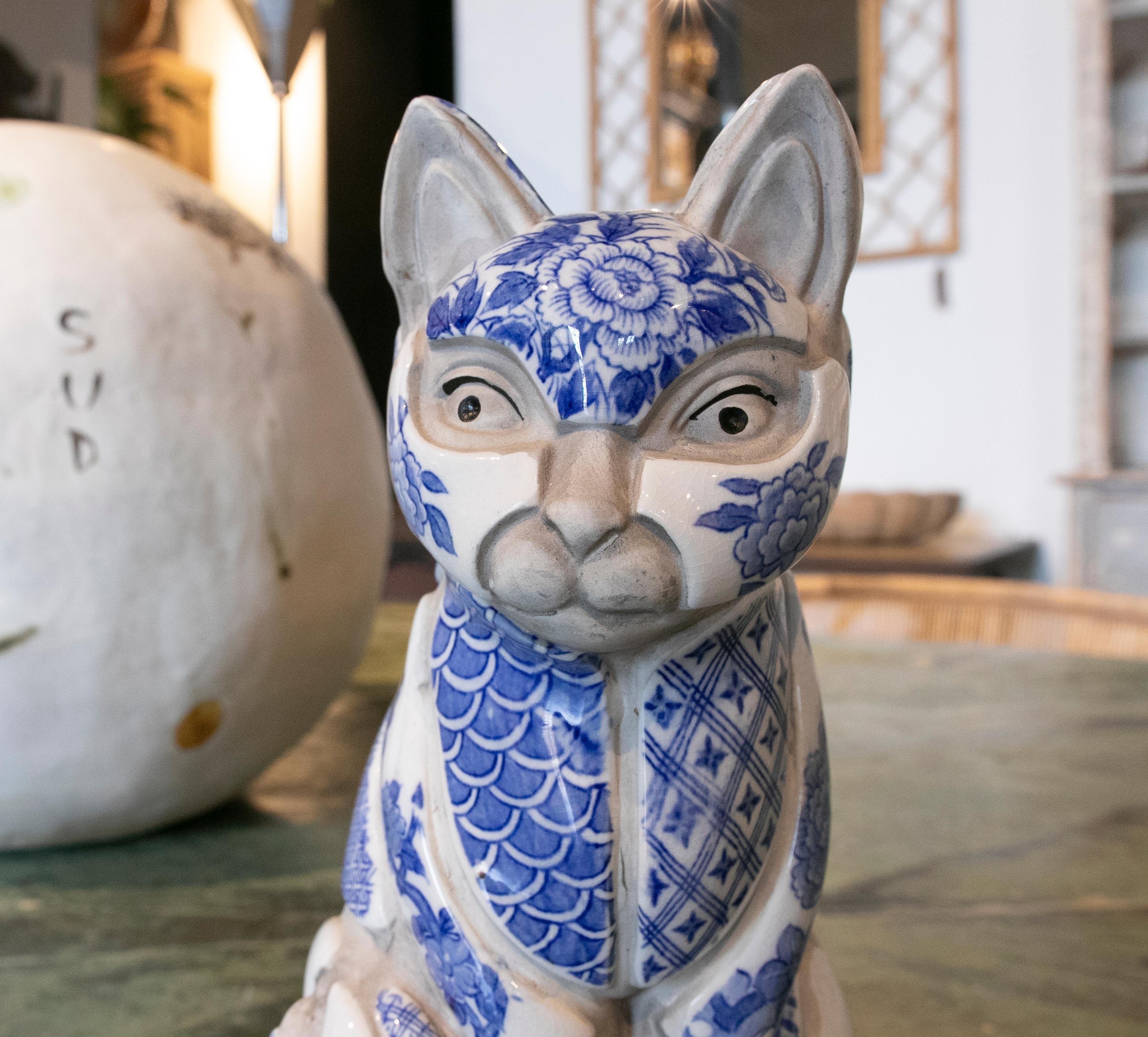 1980s Pair of Delft Ceramic Cats 1