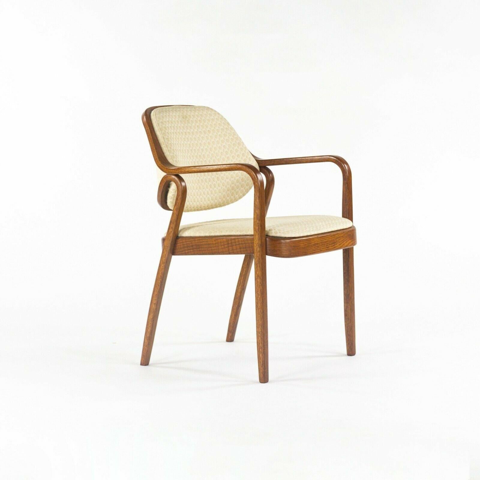 Modern 1980s Pair of Don Petitt for Knoll 1105 Bentwood Armchair in Oak with Tan Fabric For Sale