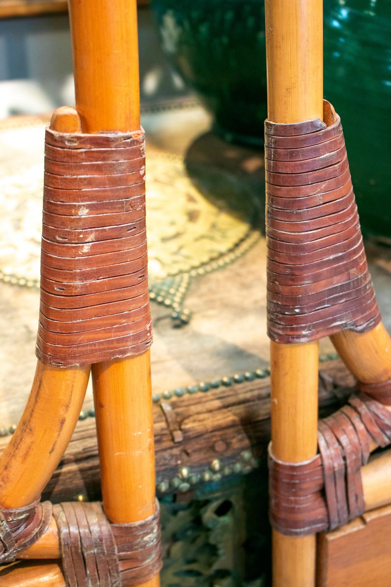 1980s Pair of French Bamboo and Leather Bed Headboards at 1stDibs