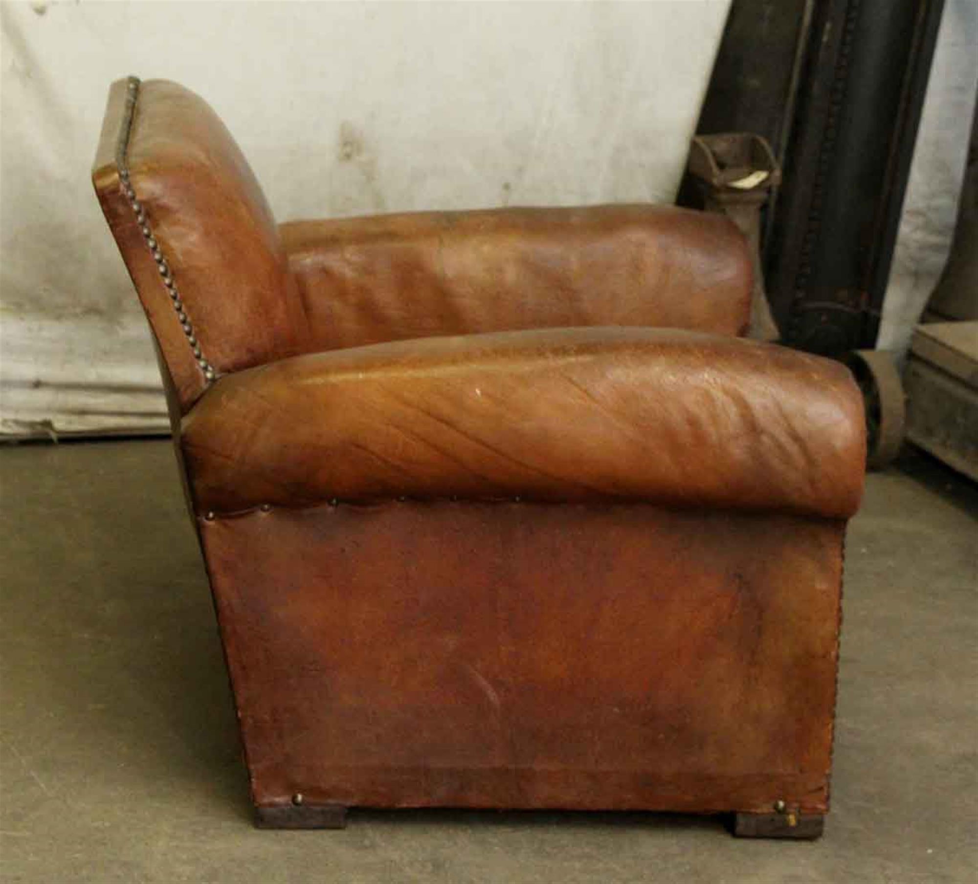 Late 20th Century 1980s Pair of French Beefy Leather Club Chairs